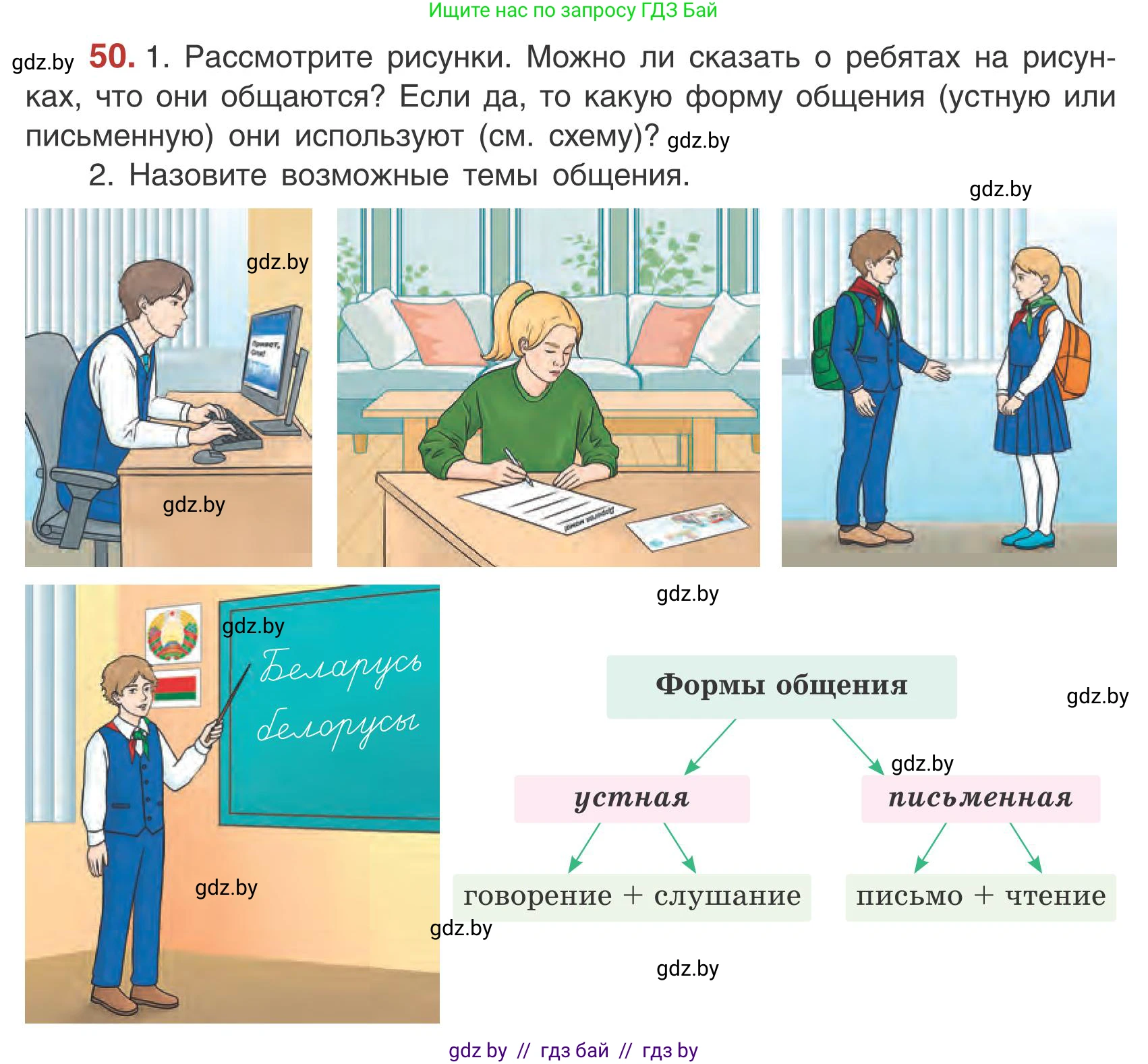 Русский язык, 5 класс Учебник, авторы: Мурина Лариса Александровна, Игнатович Татьяна Владимировна, Жадейко Жанна Фёдоровна, издательство Академия образования, Минск, 2025, голубого цвета, Часть 1, страница 35, номер 50, Условие