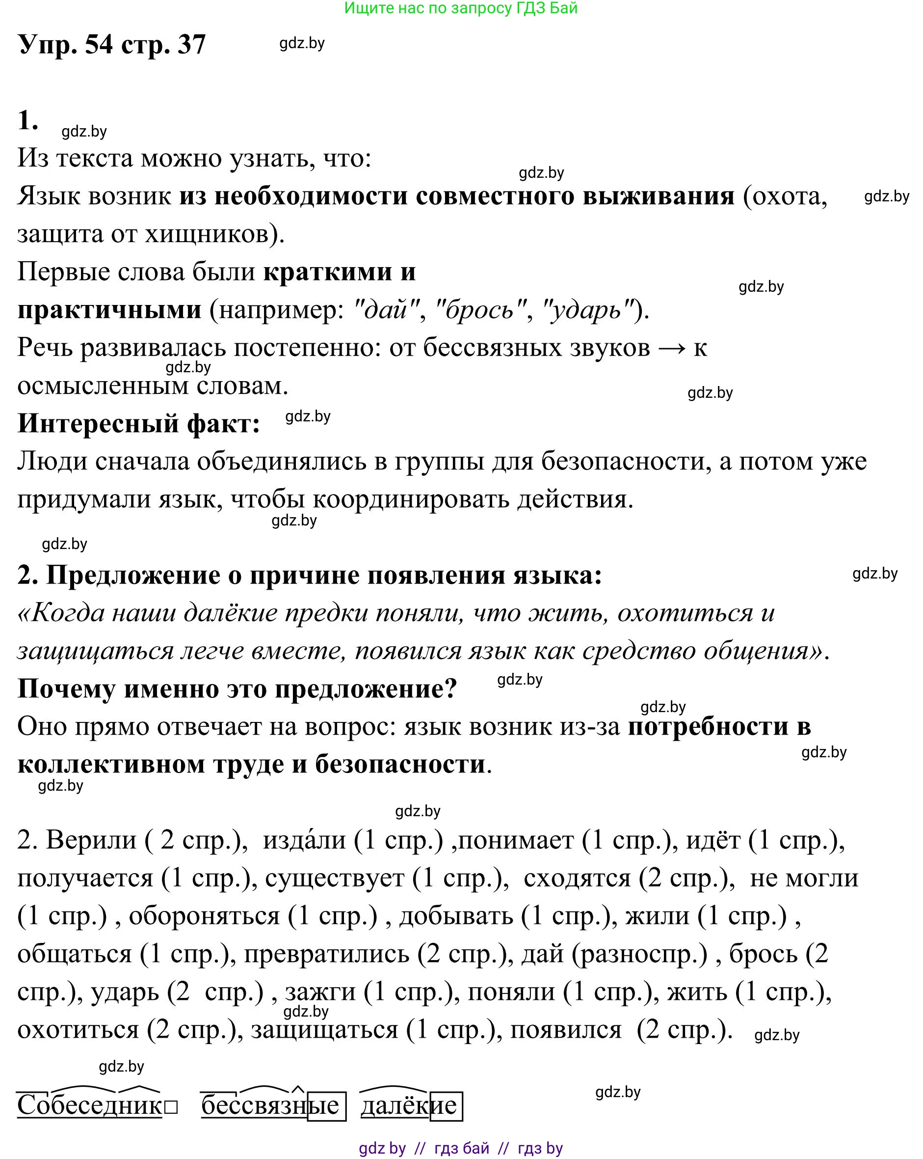 Русский язык, 5 класс Учебник, авторы: Мурина Лариса Александровна, Игнатович Татьяна Владимировна, Жадейко Жанна Фёдоровна, издательство Академия образования, Минск, 2025, голубого цвета, Часть 1, страница 37, номер 54, Решение