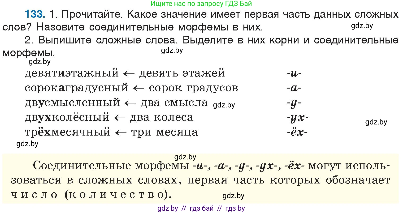 Русский язык, 6 класс Учебник, авторы: Мурина Лариса Александровна, Игнатович Татьяна Владимировна, Жадейко Жанна Фёдоровна, издательство Национальный институт образования, Минск, 2020, страница 65, номер 133, Условие