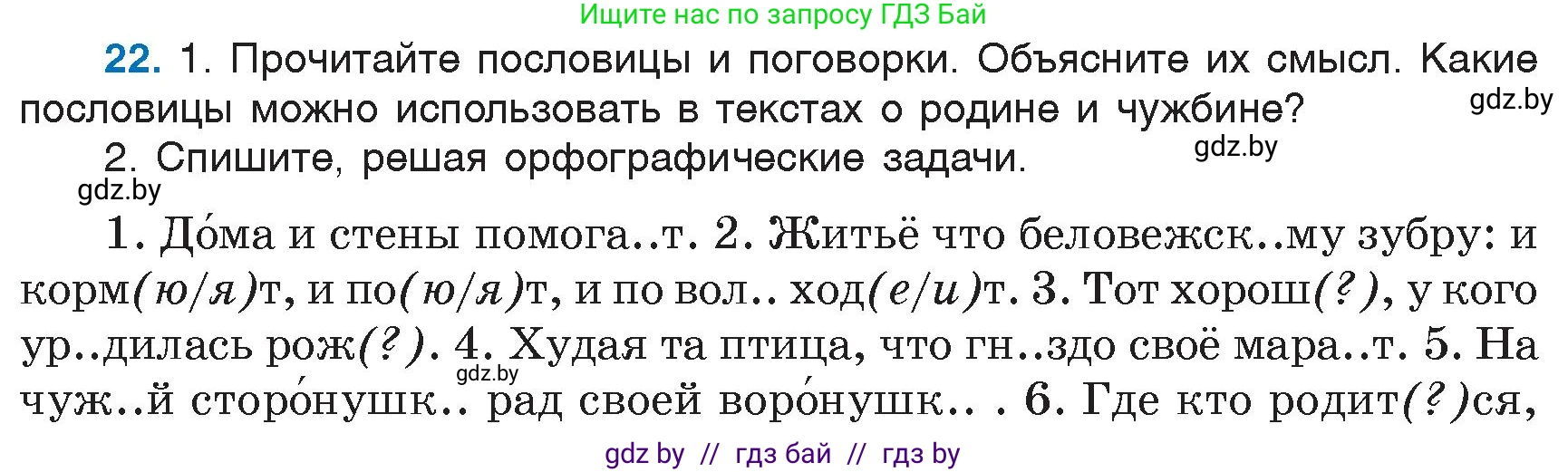Русский язык, 6 класс Учебник, авторы: Мурина Лариса Александровна, Игнатович Татьяна Владимировна, Жадейко Жанна Фёдоровна, издательство Национальный институт образования, Минск, 2020, страница 16, номер 22, Условие