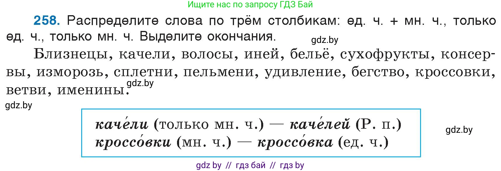 Русский язык, 6 класс Учебник, авторы: Мурина Лариса Александровна, Игнатович Татьяна Владимировна, Жадейко Жанна Фёдоровна, издательство Национальный институт образования, Минск, 2020, страница 122, номер 258, Условие