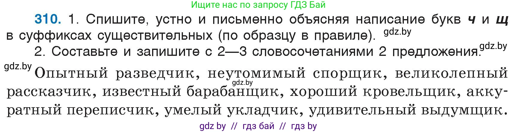 Русский язык, 6 класс Учебник, авторы: Мурина Лариса Александровна, Игнатович Татьяна Владимировна, Жадейко Жанна Фёдоровна, издательство Национальный институт образования, Минск, 2020, страница 146, номер 310, Условие