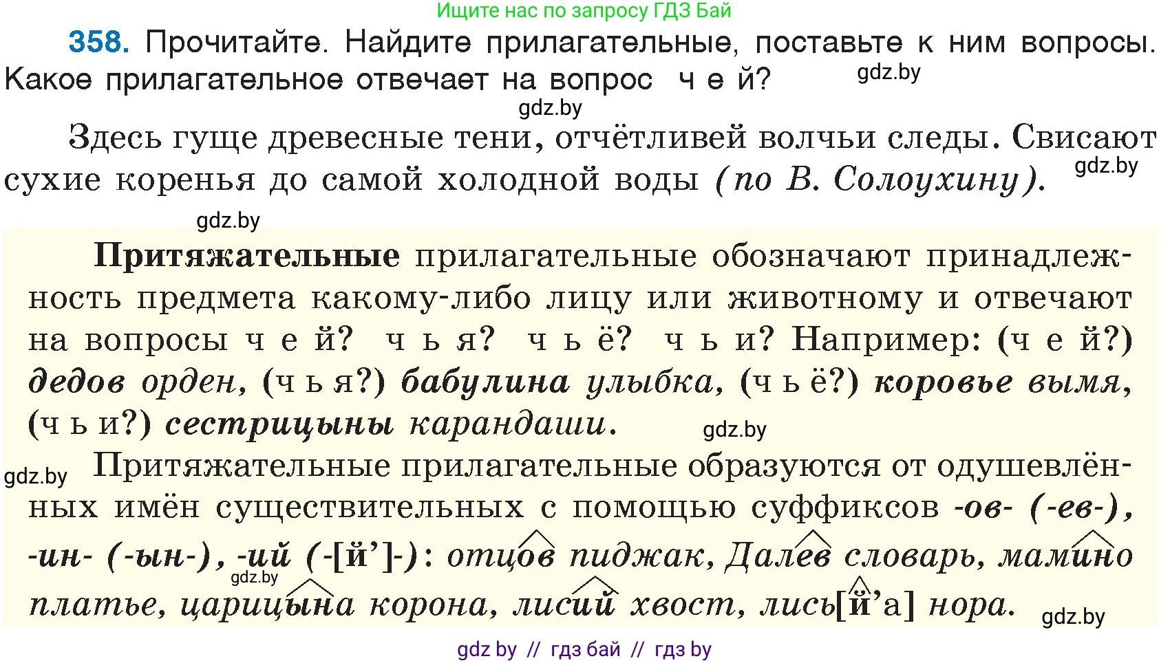 Русский язык, 6 класс Учебник, авторы: Мурина Лариса Александровна, Игнатович Татьяна Владимировна, Жадейко Жанна Фёдоровна, издательство Национальный институт образования, Минск, 2020, страница 164, номер 358, Условие