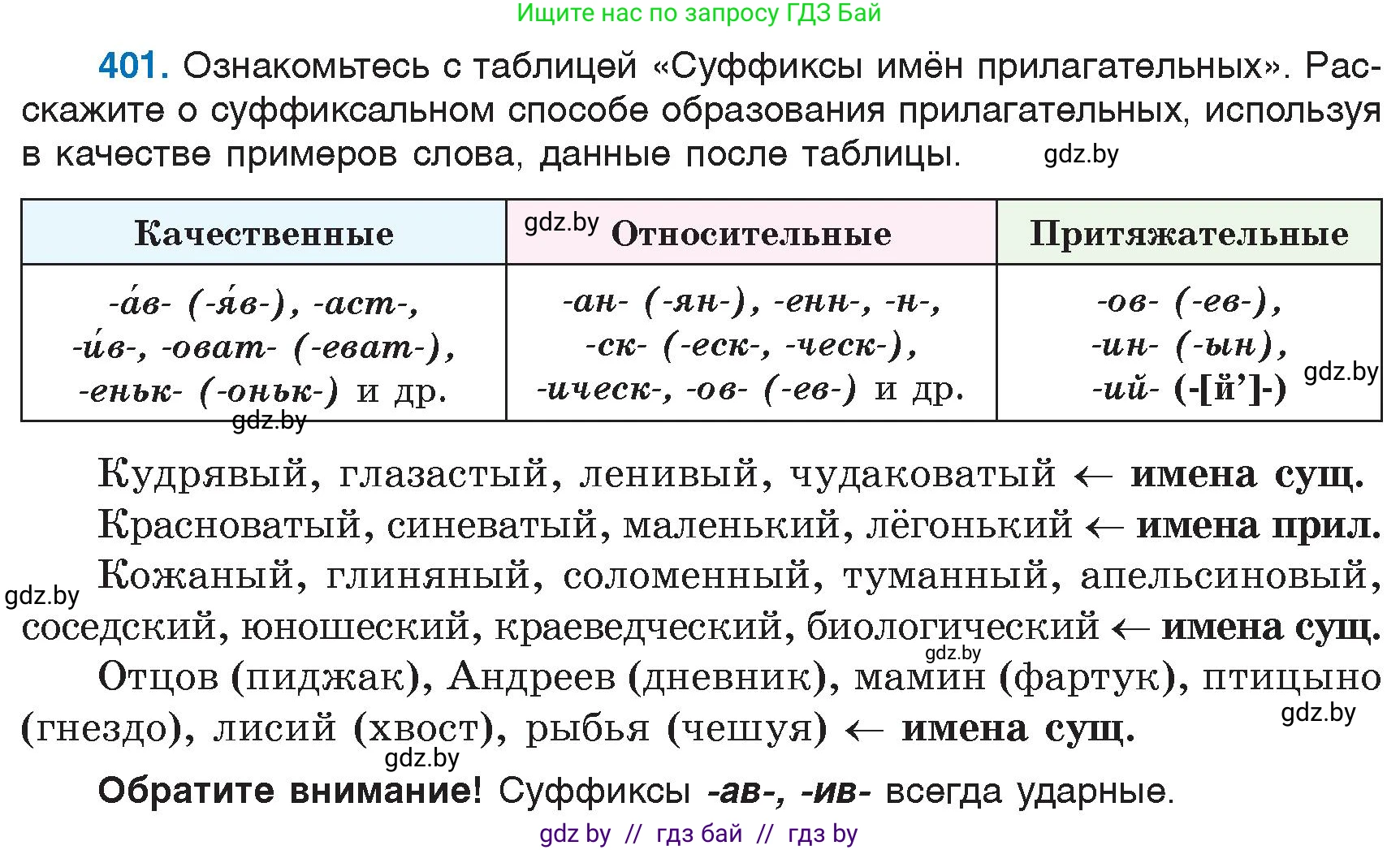 Русский язык, 6 класс Учебник, авторы: Мурина Лариса Александровна, Игнатович Татьяна Владимировна, Жадейко Жанна Фёдоровна, издательство Национальный институт образования, Минск, 2020, страница 181, номер 401, Условие