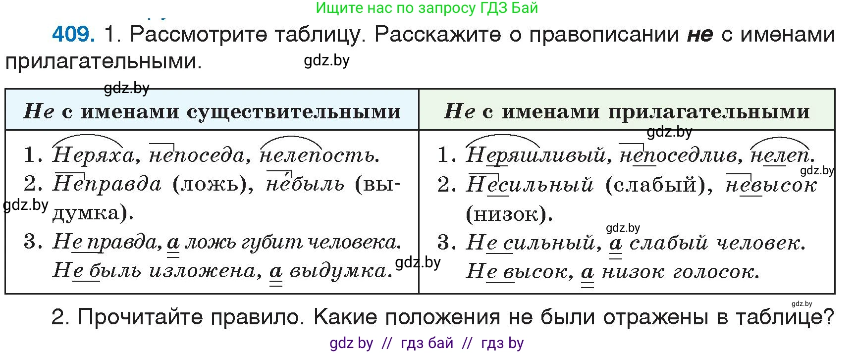 Русский язык, 6 класс Учебник, авторы: Мурина Лариса Александровна, Игнатович Татьяна Владимировна, Жадейко Жанна Фёдоровна, издательство Национальный институт образования, Минск, 2020, страница 183, номер 409, Условие