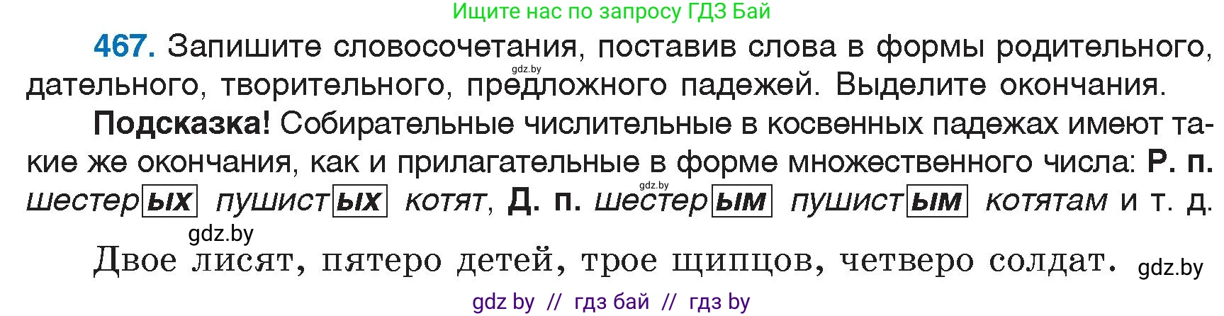 Русский язык, 6 класс Учебник, авторы: Мурина Лариса Александровна, Игнатович Татьяна Владимировна, Жадейко Жанна Фёдоровна, издательство Национальный институт образования, Минск, 2020, страница 206, номер 467, Условие