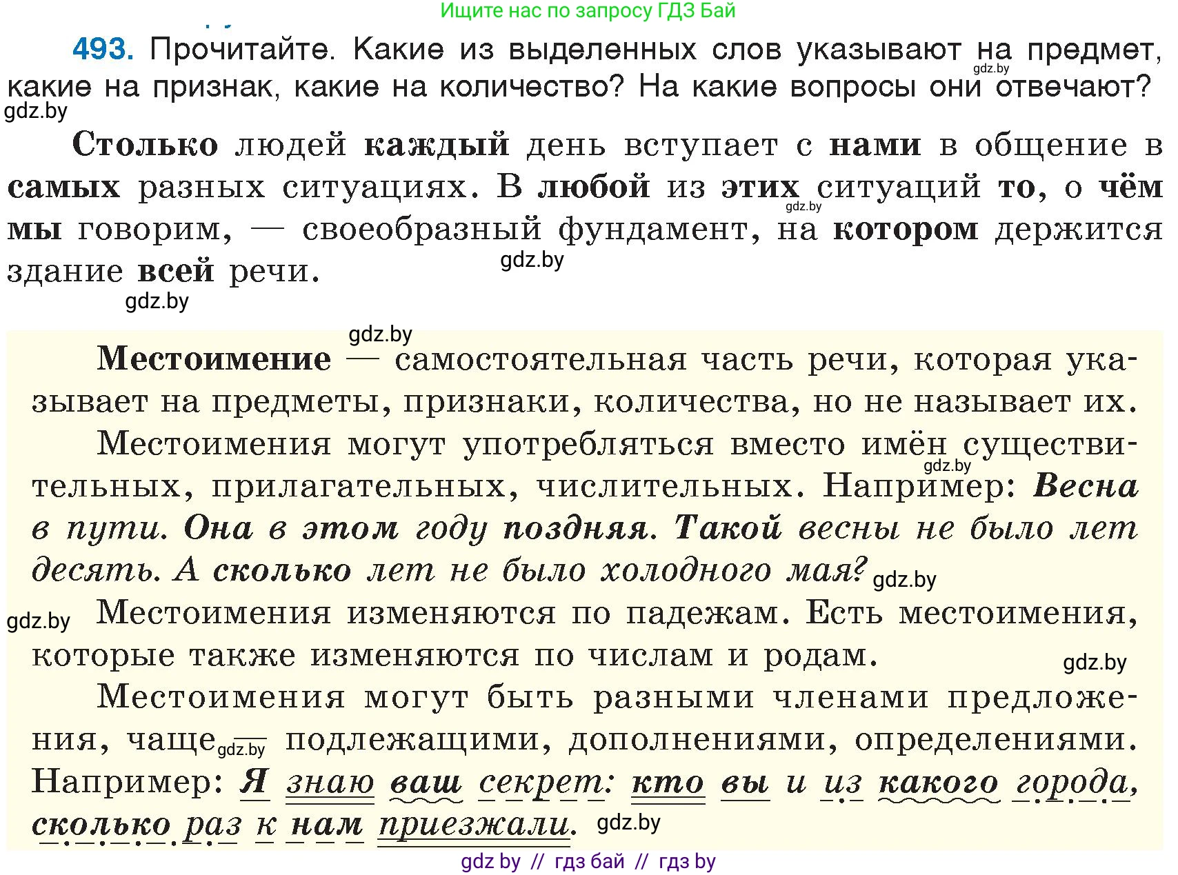 Русский язык, 6 класс Учебник, авторы: Мурина Лариса Александровна, Игнатович Татьяна Владимировна, Жадейко Жанна Фёдоровна, издательство Национальный институт образования, Минск, 2020, страница 213, номер 493, Условие