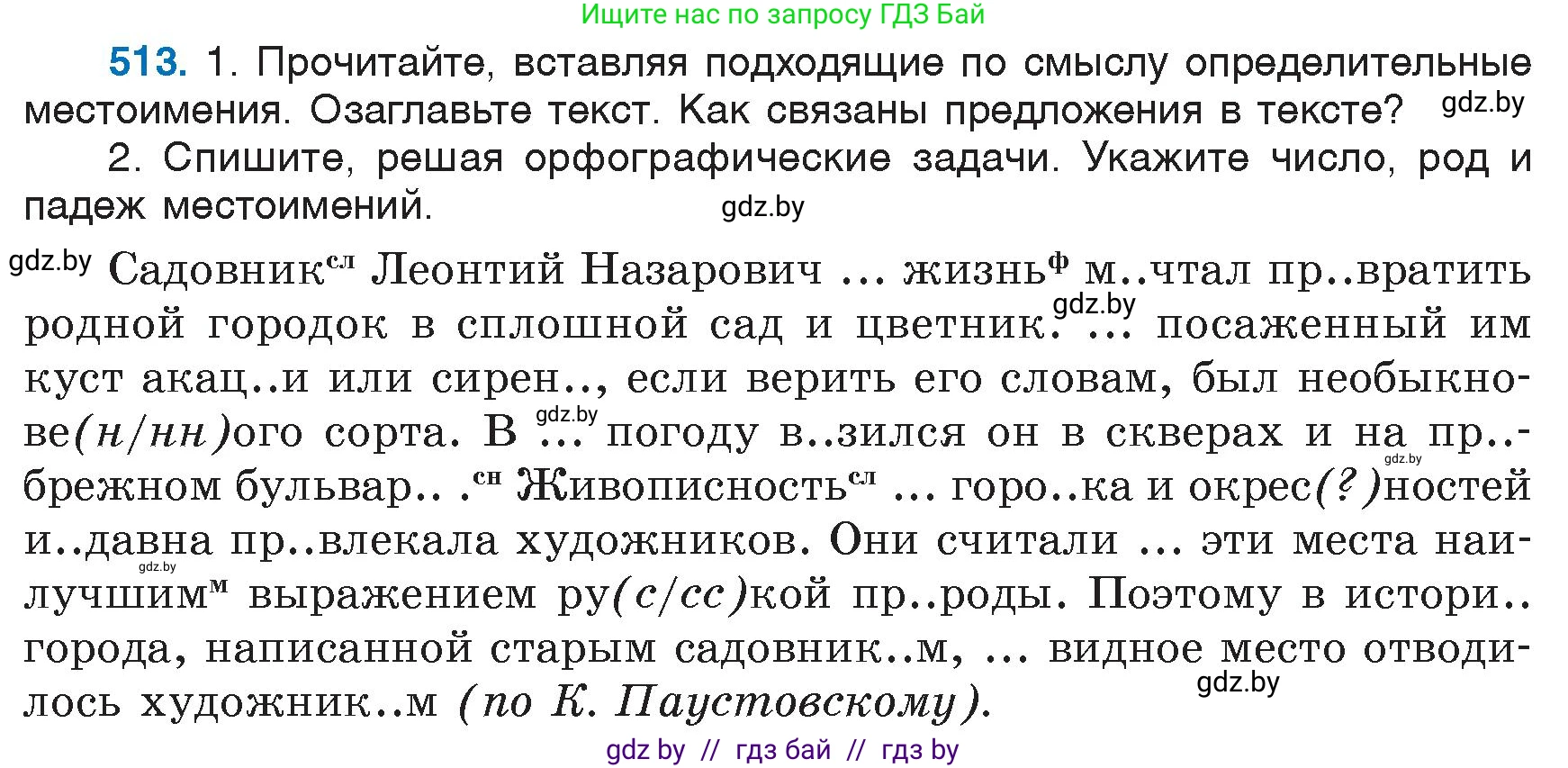 Русский язык, 6 класс Учебник, авторы: Мурина Лариса Александровна, Игнатович Татьяна Владимировна, Жадейко Жанна Фёдоровна, издательство Национальный институт образования, Минск, 2020, страница 219, номер 513, Условие