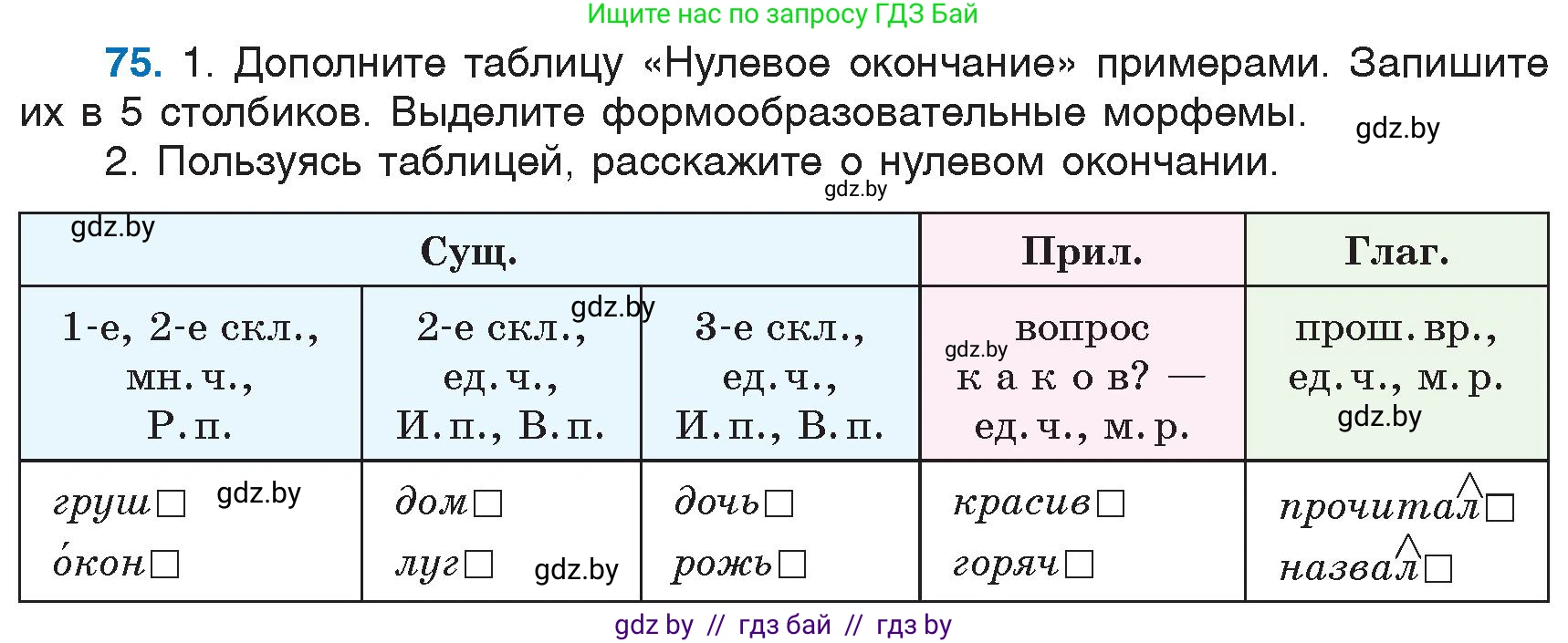Русский язык, 6 класс Учебник, авторы: Мурина Лариса Александровна, Игнатович Татьяна Владимировна, Жадейко Жанна Фёдоровна, издательство Национальный институт образования, Минск, 2020, страница 42, номер 75, Условие
