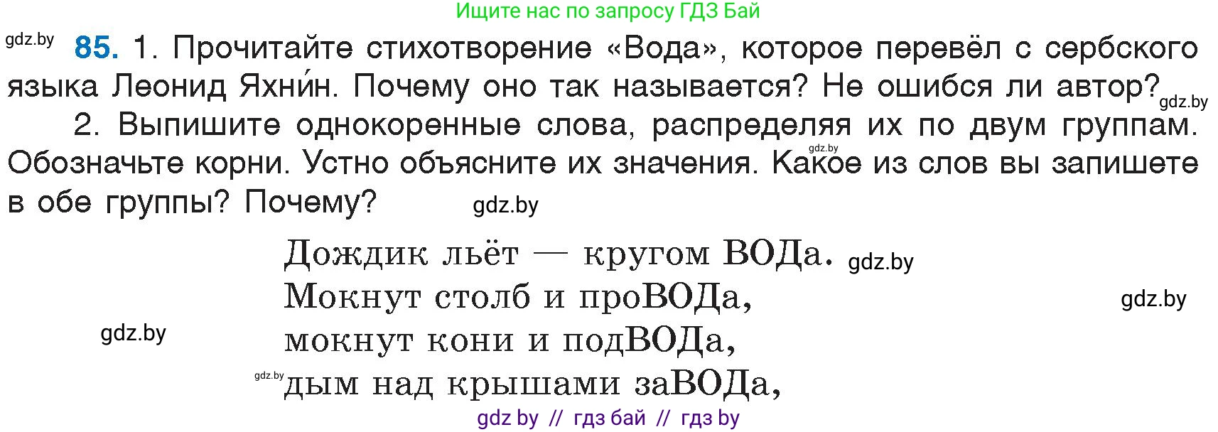 Русский язык, 6 класс Учебник, авторы: Мурина Лариса Александровна, Игнатович Татьяна Владимировна, Жадейко Жанна Фёдоровна, издательство Национальный институт образования, Минск, 2020, страница 45, номер 85, Условие