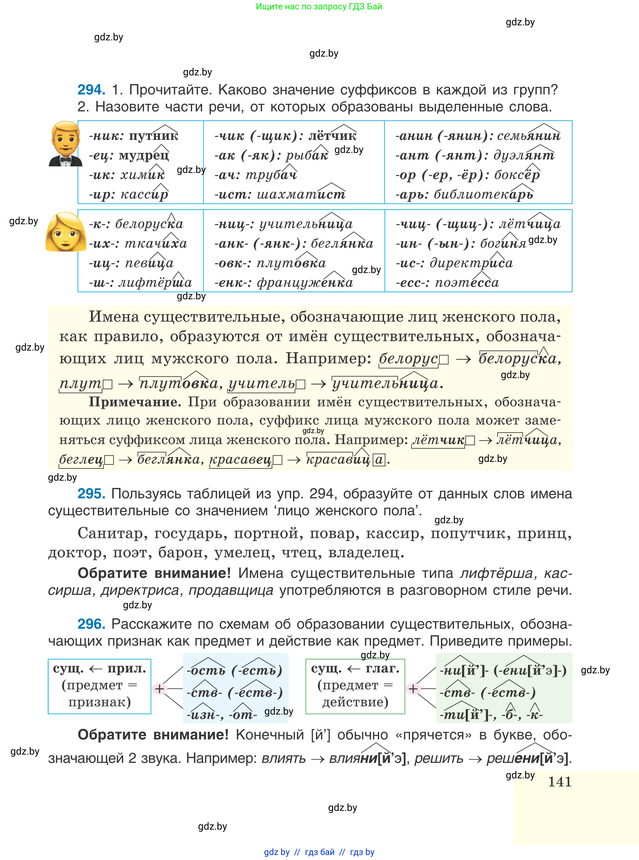 Русский язык, 6 класс Учебник, авторы: Мурина Лариса Александровна, Игнатович Татьяна Владимировна, Жадейко Жанна Фёдоровна, издательство Национальный институт образования, Минск, 2020, страница 141