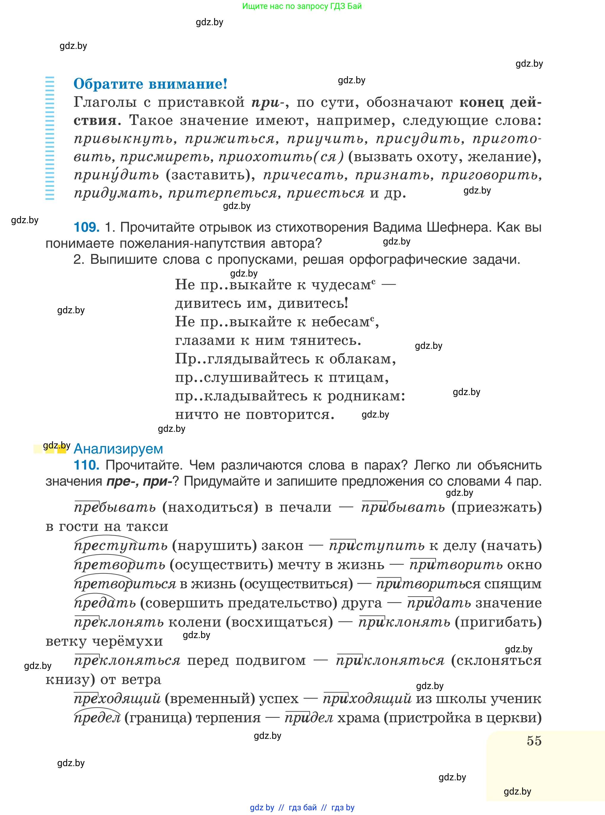 Русский язык, 6 класс Учебник, авторы: Мурина Лариса Александровна, Игнатович Татьяна Владимировна, Жадейко Жанна Фёдоровна, издательство Национальный институт образования, Минск, 2020, страница 55