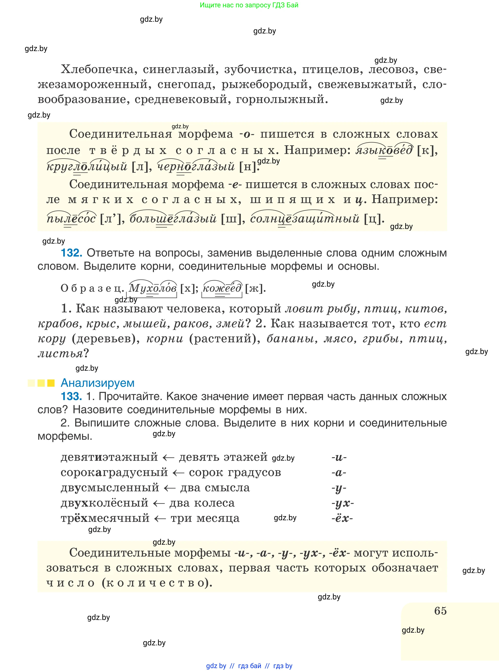Русский язык, 6 класс Учебник, авторы: Мурина Лариса Александровна, Игнатович Татьяна Владимировна, Жадейко Жанна Фёдоровна, издательство Национальный институт образования, Минск, 2020, страница 65