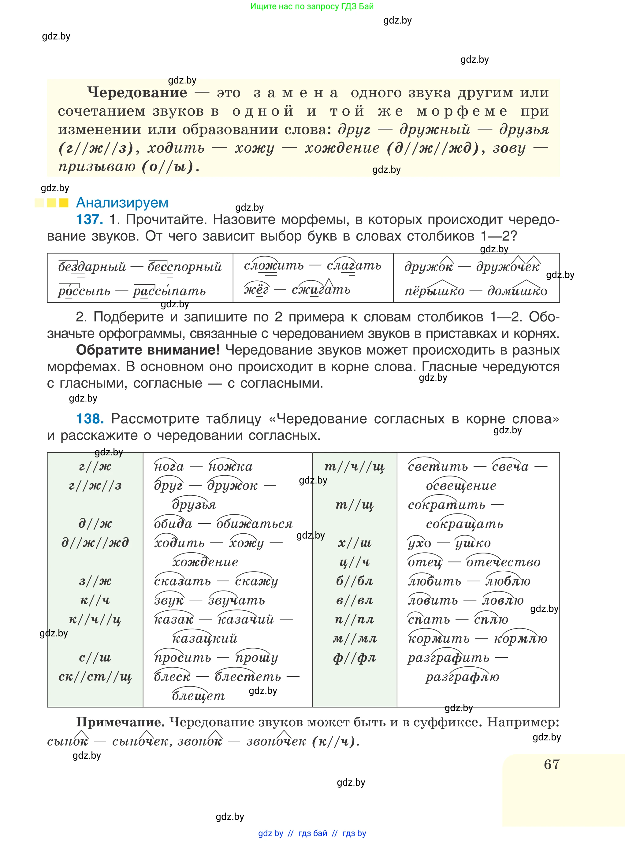 Русский язык, 6 класс Учебник, авторы: Мурина Лариса Александровна, Игнатович Татьяна Владимировна, Жадейко Жанна Фёдоровна, издательство Национальный институт образования, Минск, 2020, страница 67