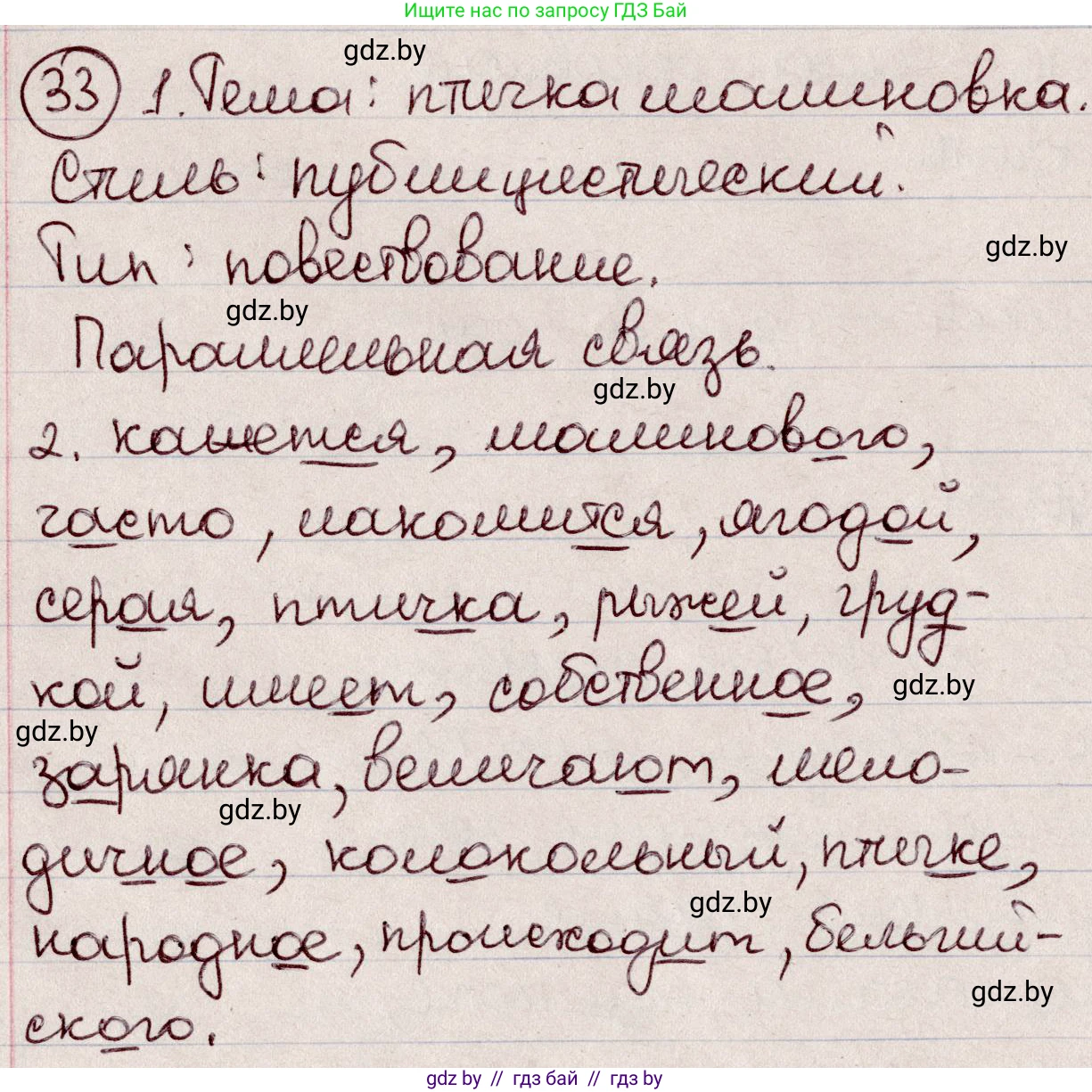 Русский язык, 6 класс Учебник, авторы: Мурина Лариса Александровна, Игнатович Татьяна Владимировна, Жадейко Жанна Фёдоровна, издательство Национальный институт образования, Минск, 2020, страница 22, номер 33, Решение 2