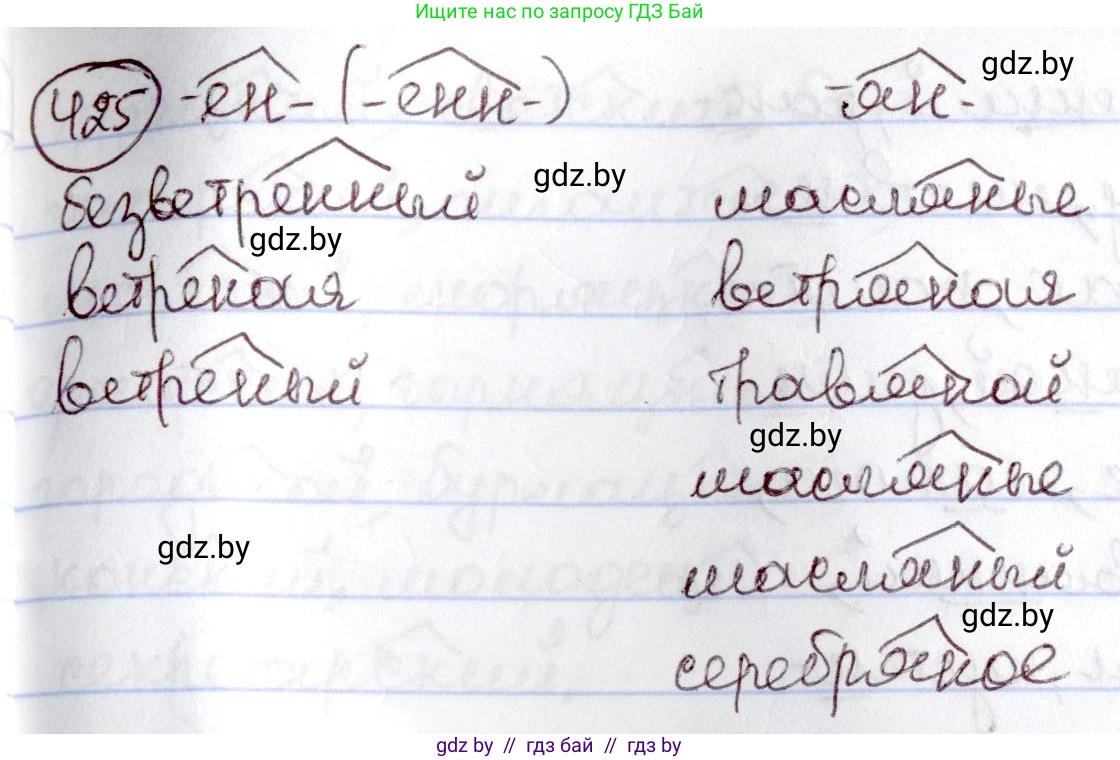 Русский язык, 6 класс Учебник, авторы: Мурина Лариса Александровна, Игнатович Татьяна Владимировна, Жадейко Жанна Фёдоровна, издательство Национальный институт образования, Минск, 2020, страница 190, номер 425, Решение 2