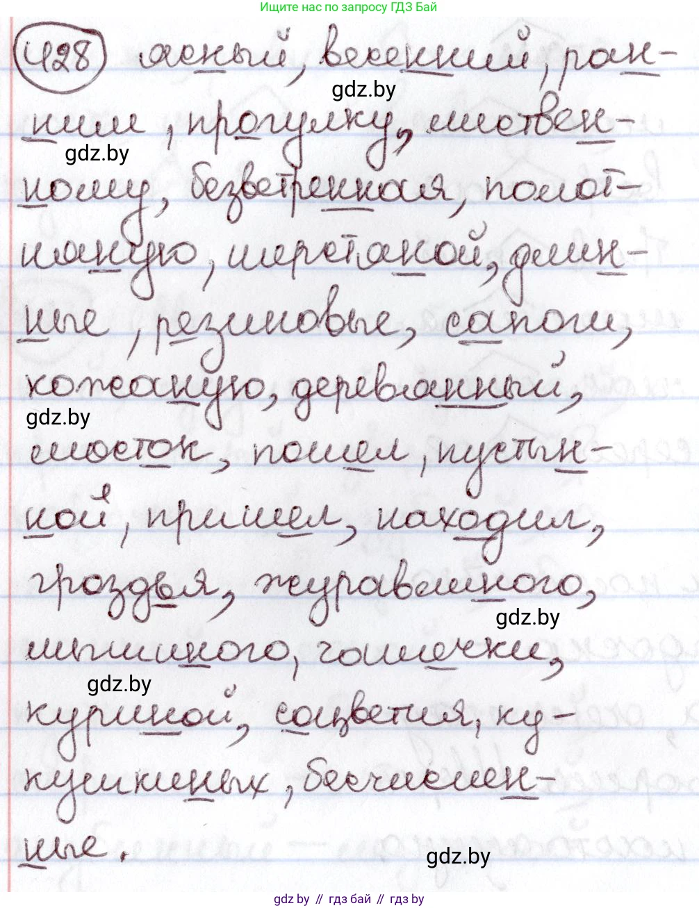 Русский язык, 6 класс Учебник, авторы: Мурина Лариса Александровна, Игнатович Татьяна Владимировна, Жадейко Жанна Фёдоровна, издательство Национальный институт образования, Минск, 2020, страница 190, номер 428, Решение 2