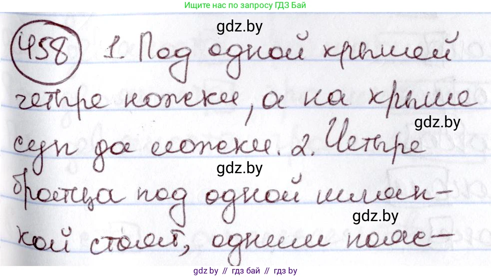 Русский язык, 6 класс Учебник, авторы: Мурина Лариса Александровна, Игнатович Татьяна Владимировна, Жадейко Жанна Фёдоровна, издательство Национальный институт образования, Минск, 2020, страница 203, номер 458, Решение 2