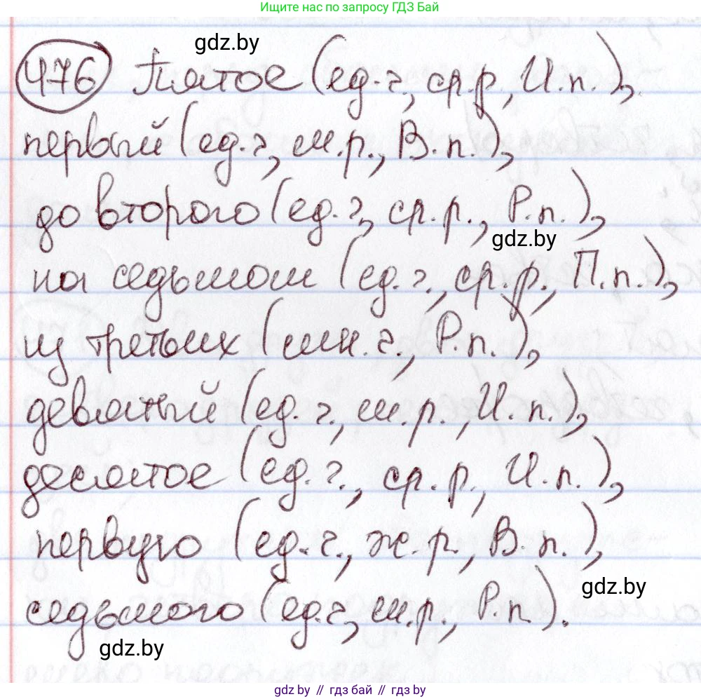 Русский язык, 6 класс Учебник, авторы: Мурина Лариса Александровна, Игнатович Татьяна Владимировна, Жадейко Жанна Фёдоровна, издательство Национальный институт образования, Минск, 2020, страница 208, номер 476, Решение 2