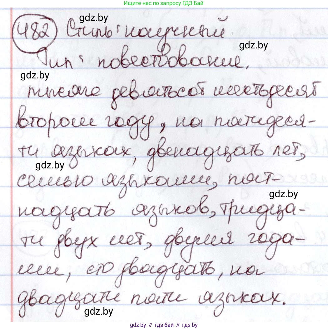 Русский язык, 6 класс Учебник, авторы: Мурина Лариса Александровна, Игнатович Татьяна Владимировна, Жадейко Жанна Фёдоровна, издательство Национальный институт образования, Минск, 2020, страница 209, номер 482, Решение 2