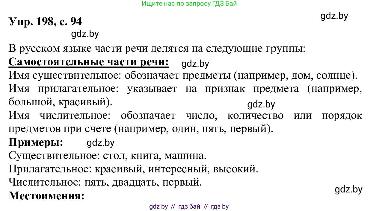 Русский язык, 6 класс Учебник, авторы: Мурина Лариса Александровна, Игнатович Татьяна Владимировна, Жадейко Жанна Фёдоровна, издательство Национальный институт образования, Минск, 2020, страница 94, номер 198, Решение 1