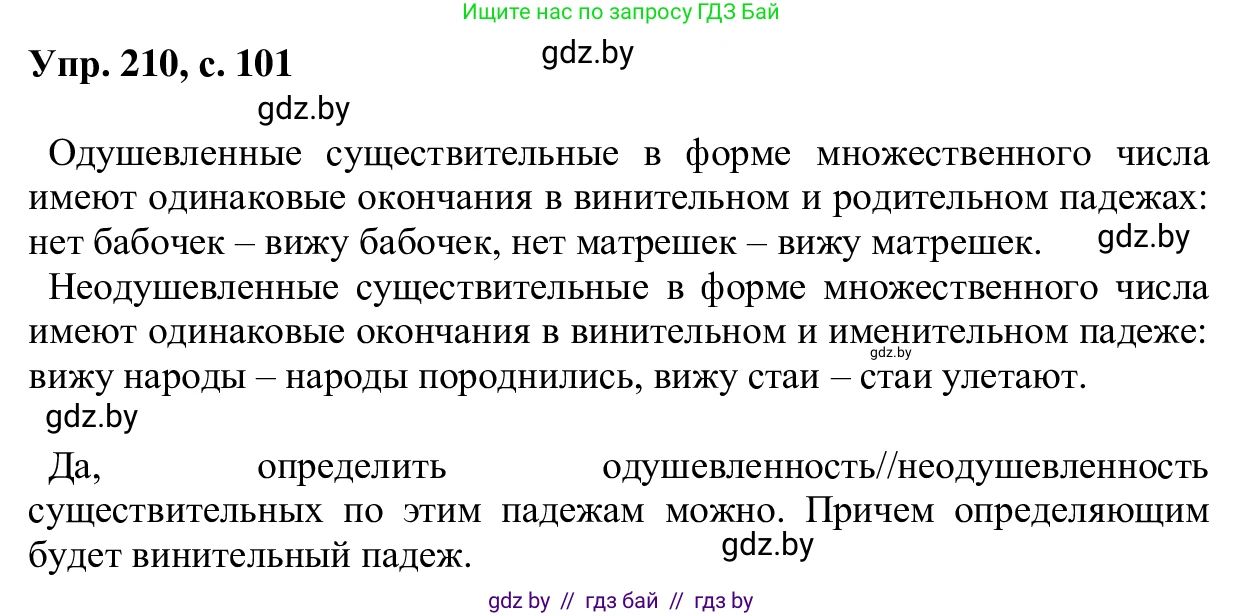 Русский язык, 6 класс Учебник, авторы: Мурина Лариса Александровна, Игнатович Татьяна Владимировна, Жадейко Жанна Фёдоровна, издательство Национальный институт образования, Минск, 2020, страница 101, номер 210, Решение 1
