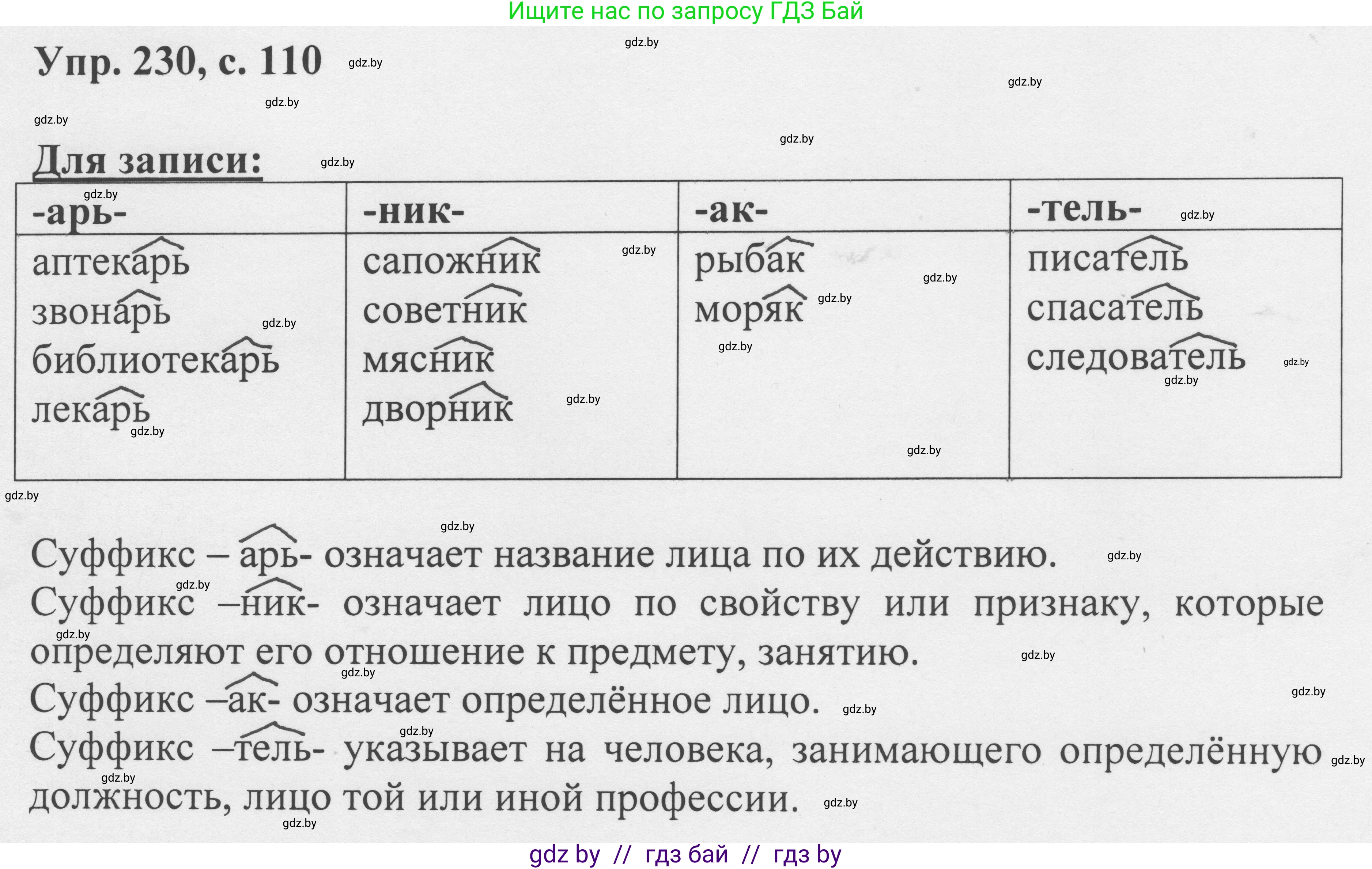 Русский язык, 6 класс Учебник, авторы: Мурина Лариса Александровна, Игнатович Татьяна Владимировна, Жадейко Жанна Фёдоровна, издательство Национальный институт образования, Минск, 2020, страница 110, номер 230, Решение 1
