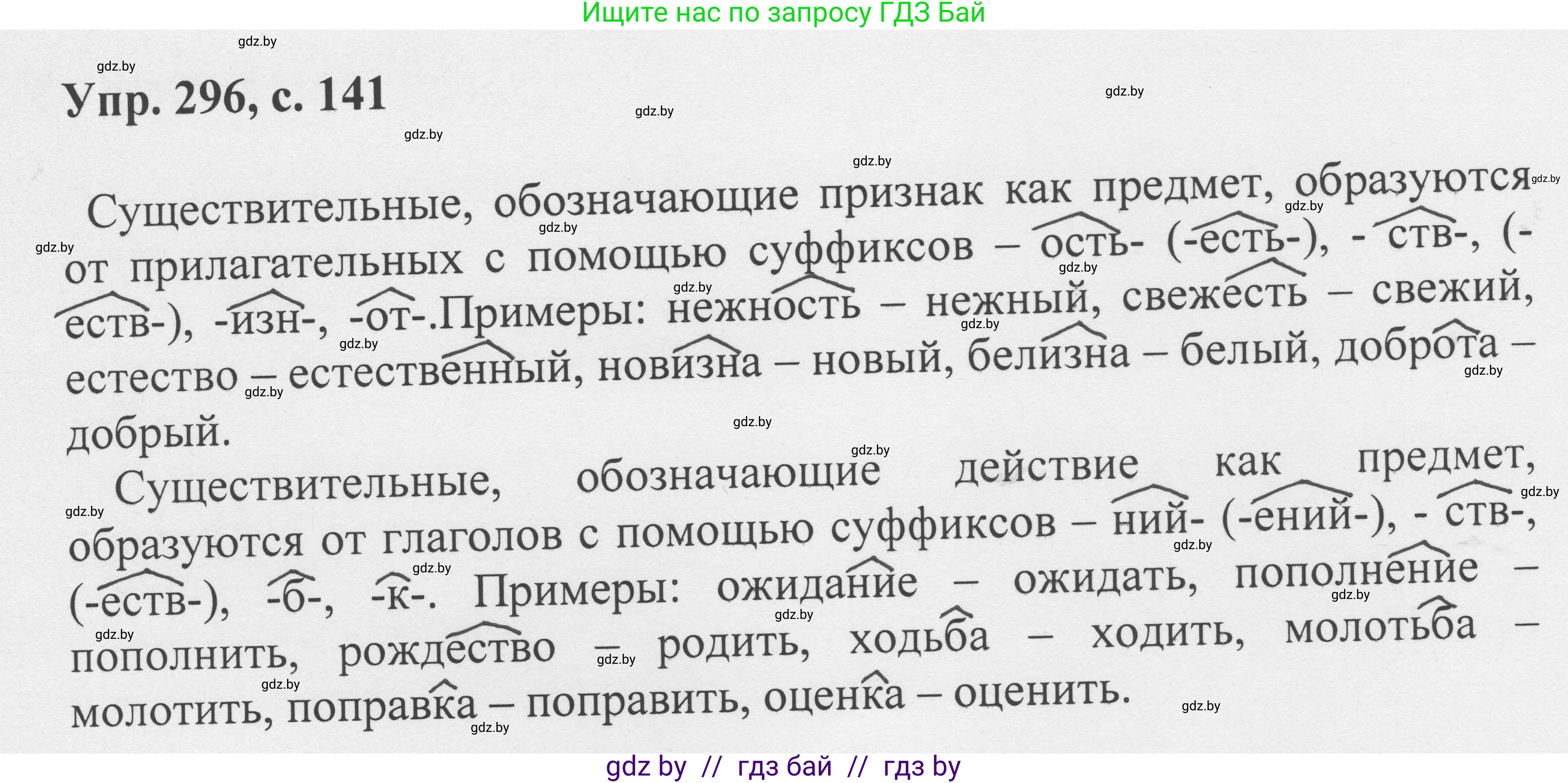 Русский язык, 6 класс Учебник, авторы: Мурина Лариса Александровна, Игнатович Татьяна Владимировна, Жадейко Жанна Фёдоровна, издательство Национальный институт образования, Минск, 2020, страница 141, номер 296, Решение 1