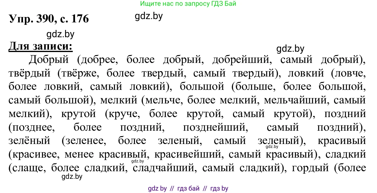 Русский язык, 6 класс Учебник, авторы: Мурина Лариса Александровна, Игнатович Татьяна Владимировна, Жадейко Жанна Фёдоровна, издательство Национальный институт образования, Минск, 2020, страница 176, номер 390, Решение 1