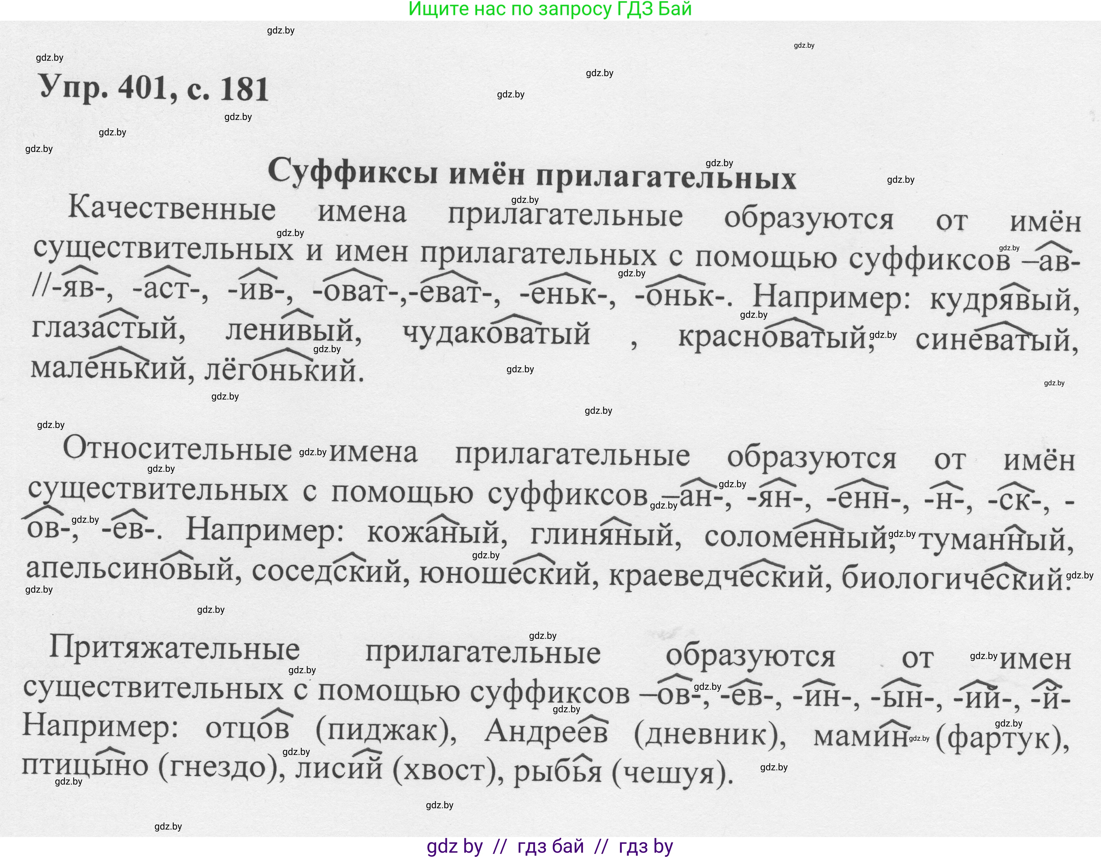 Русский язык, 6 класс Учебник, авторы: Мурина Лариса Александровна, Игнатович Татьяна Владимировна, Жадейко Жанна Фёдоровна, издательство Национальный институт образования, Минск, 2020, страница 181, номер 401, Решение 1