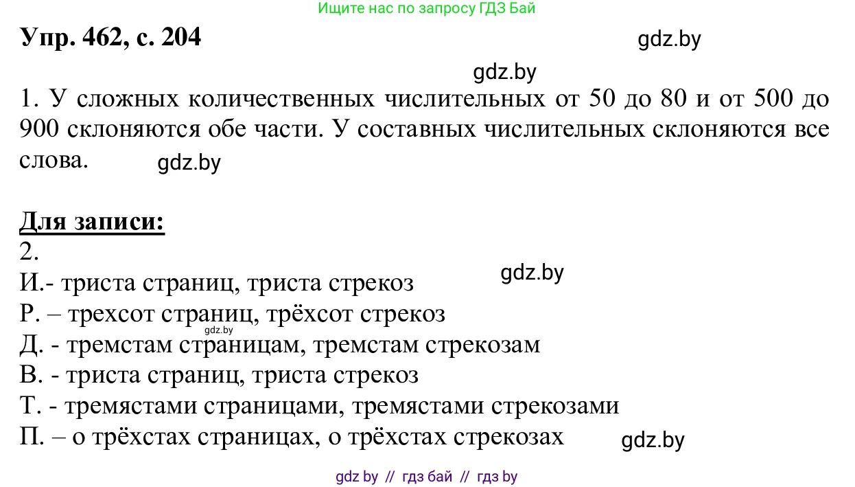 Русский язык, 6 класс Учебник, авторы: Мурина Лариса Александровна, Игнатович Татьяна Владимировна, Жадейко Жанна Фёдоровна, издательство Национальный институт образования, Минск, 2020, страница 204, номер 462, Решение 1