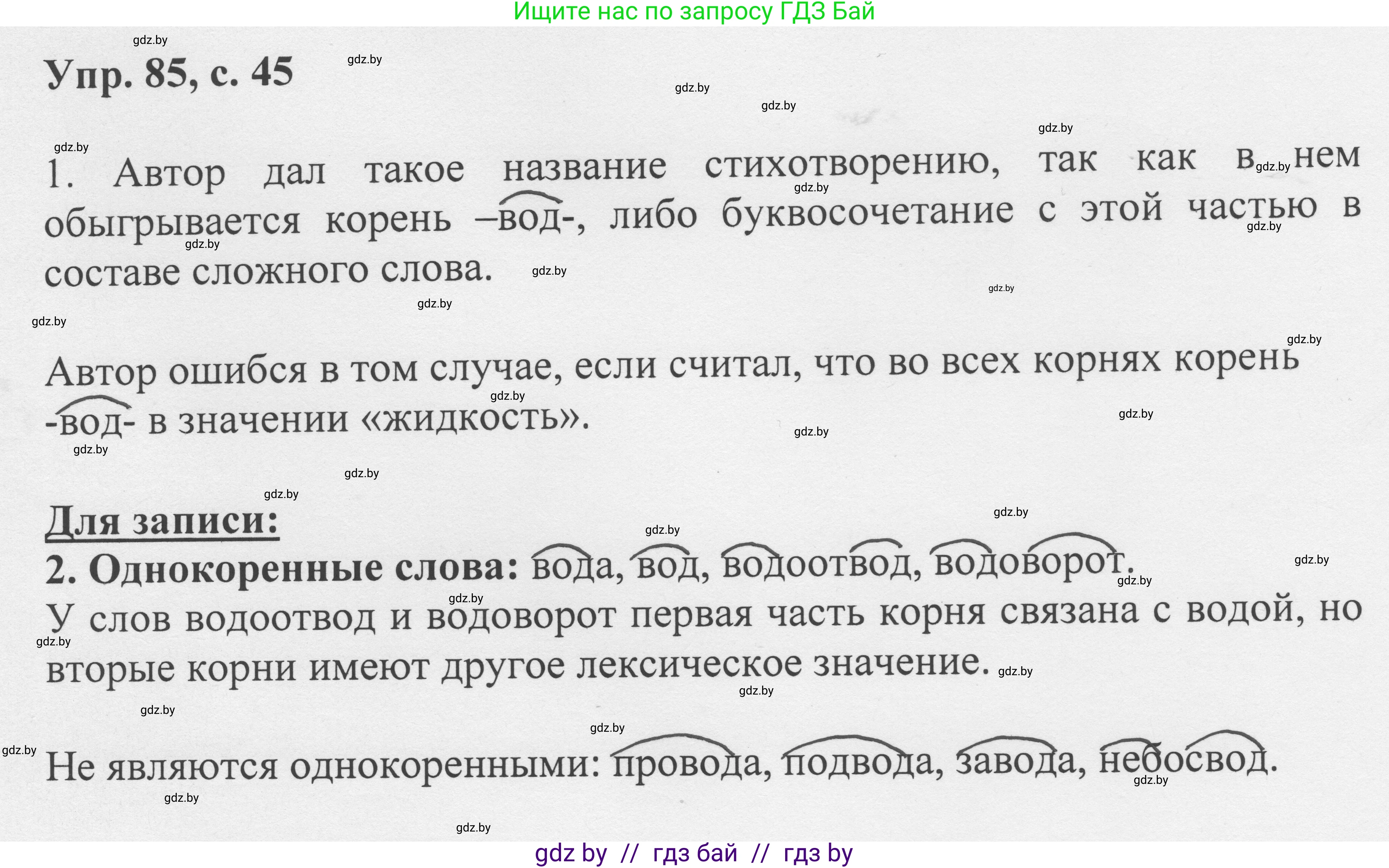 Русский язык, 6 класс Учебник, авторы: Мурина Лариса Александровна, Игнатович Татьяна Владимировна, Жадейко Жанна Фёдоровна, издательство Национальный институт образования, Минск, 2020, страница 45, номер 85, Решение 1