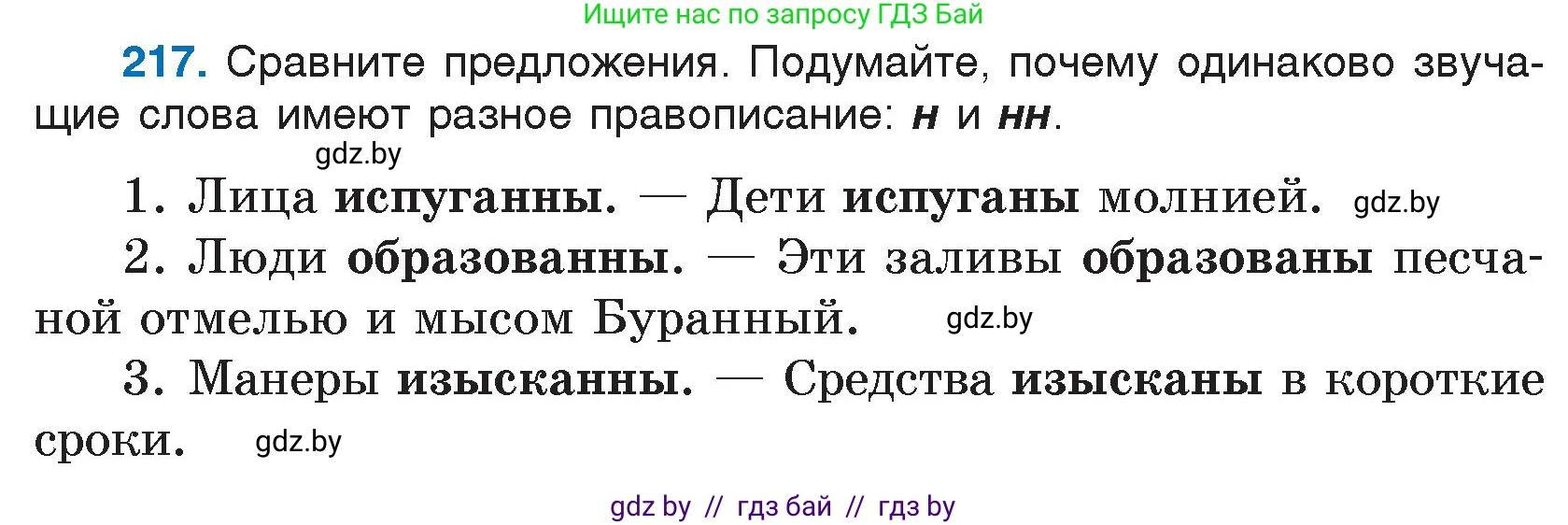 Русский язык, 7 класс Учебник, авторы: Волынец Татьяна Николаевна, Литвинко Франя Михайловна, Долбик Елена Евгеньевна, Таяновская И В, Винник И Р, издательство Национальный институт образования, Минск, 2020, бирюзового цвета, страница 106, номер 217, Условие