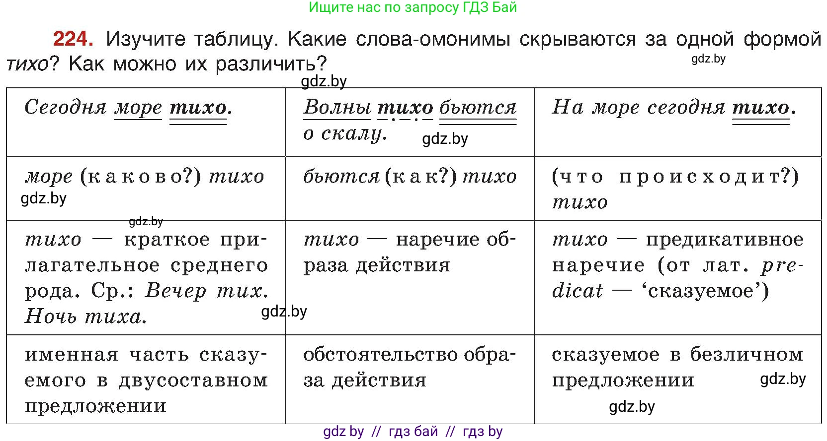 Русский язык, 8 класс Учебник, авторы: Мурина Лариса Александровна, Долбик Елена Евгеньевна, Леонович Валентина Леонидовна, Жадейко Жанна Фёдоровна, издательство Академия образования, Минск, 2024, страница 120, номер 224, Условие