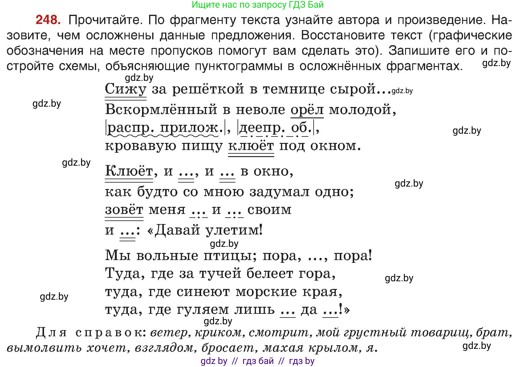 Русский язык, 8 класс Учебник, авторы: Мурина Лариса Александровна, Долбик Елена Евгеньевна, Леонович Валентина Леонидовна, Жадейко Жанна Фёдоровна, издательство Академия образования, Минск, 2024, страница 133, номер 248, Условие