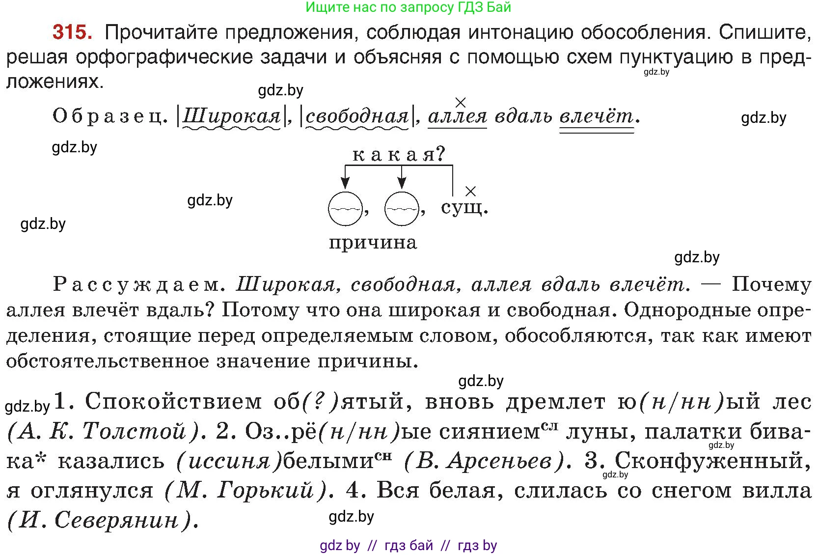 Русский язык, 8 класс Учебник, авторы: Мурина Лариса Александровна, Долбик Елена Евгеньевна, Леонович Валентина Леонидовна, Жадейко Жанна Фёдоровна, издательство Академия образования, Минск, 2024, страница 172, номер 315, Условие