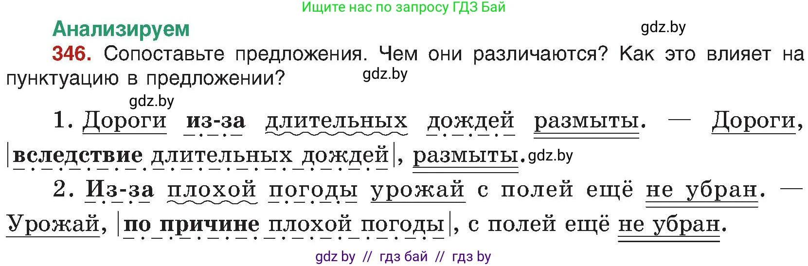 Русский язык, 8 класс Учебник, авторы: Мурина Лариса Александровна, Долбик Елена Евгеньевна, Леонович Валентина Леонидовна, Жадейко Жанна Фёдоровна, издательство Академия образования, Минск, 2024, страница 190, номер 346, Условие