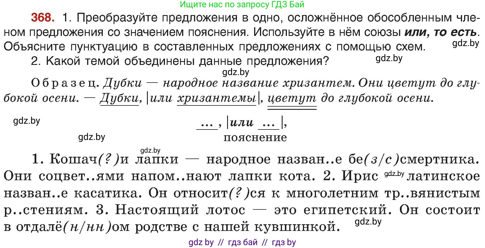 Русский язык, 8 класс Учебник, авторы: Мурина Лариса Александровна, Долбик Елена Евгеньевна, Леонович Валентина Леонидовна, Жадейко Жанна Фёдоровна, издательство Академия образования, Минск, 2024, страница 202, номер 368, Условие