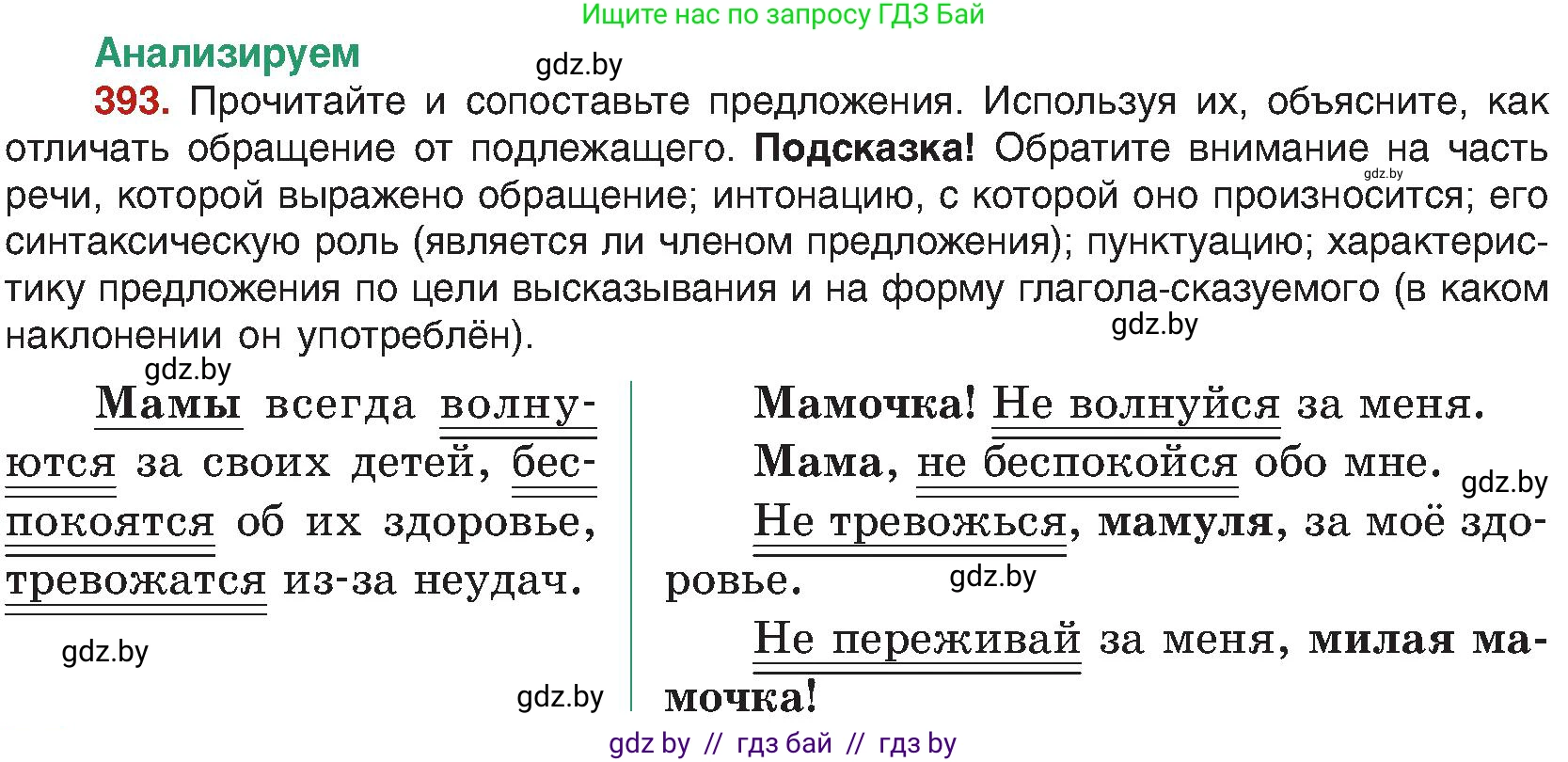 Русский язык, 8 класс Учебник, авторы: Мурина Лариса Александровна, Долбик Елена Евгеньевна, Леонович Валентина Леонидовна, Жадейко Жанна Фёдоровна, издательство Академия образования, Минск, 2024, страница 217, номер 393, Условие