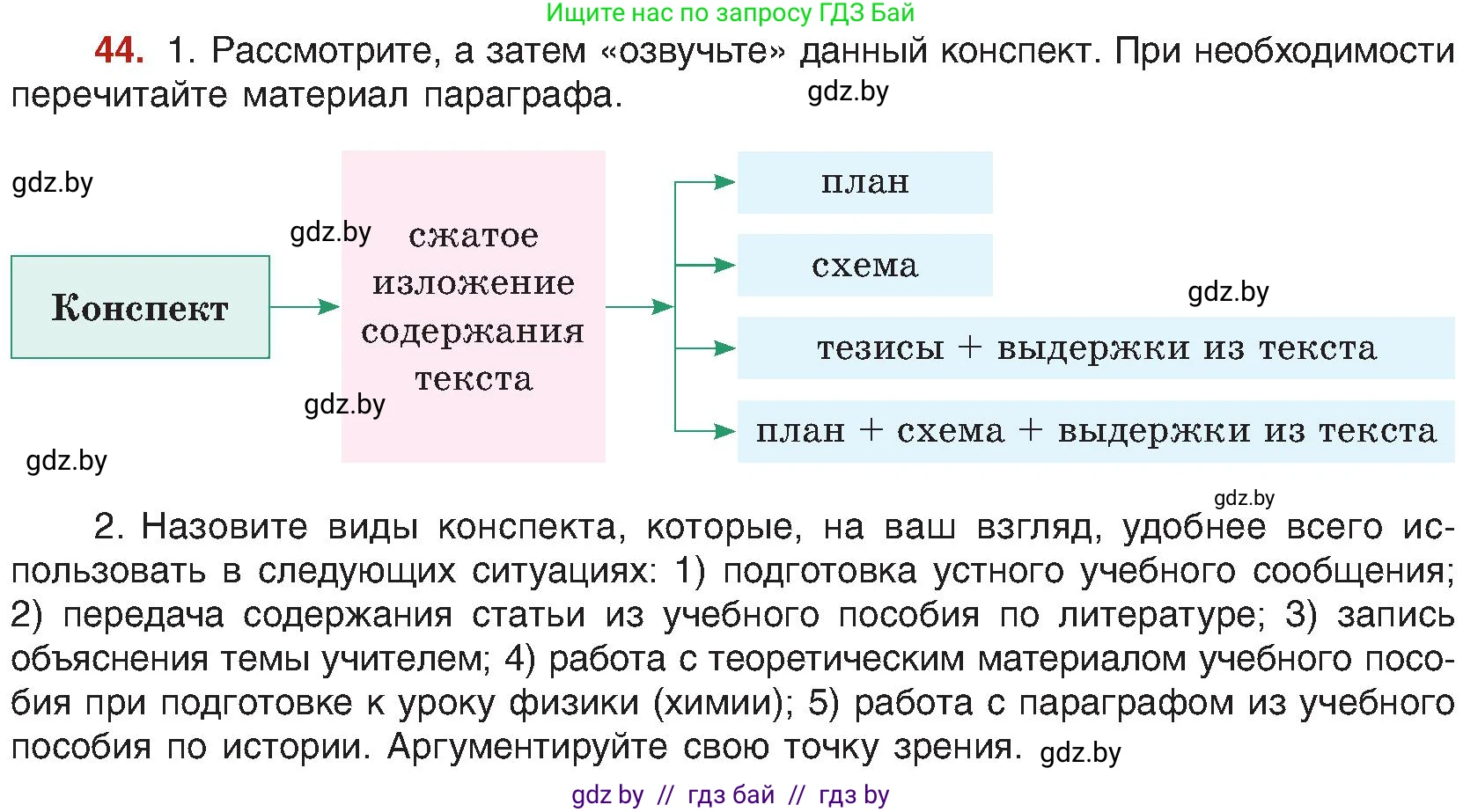 Русский язык, 8 класс Учебник, авторы: Мурина Лариса Александровна, Долбик Елена Евгеньевна, Леонович Валентина Леонидовна, Жадейко Жанна Фёдоровна, издательство Академия образования, Минск, 2024, страница 32, номер 44, Условие