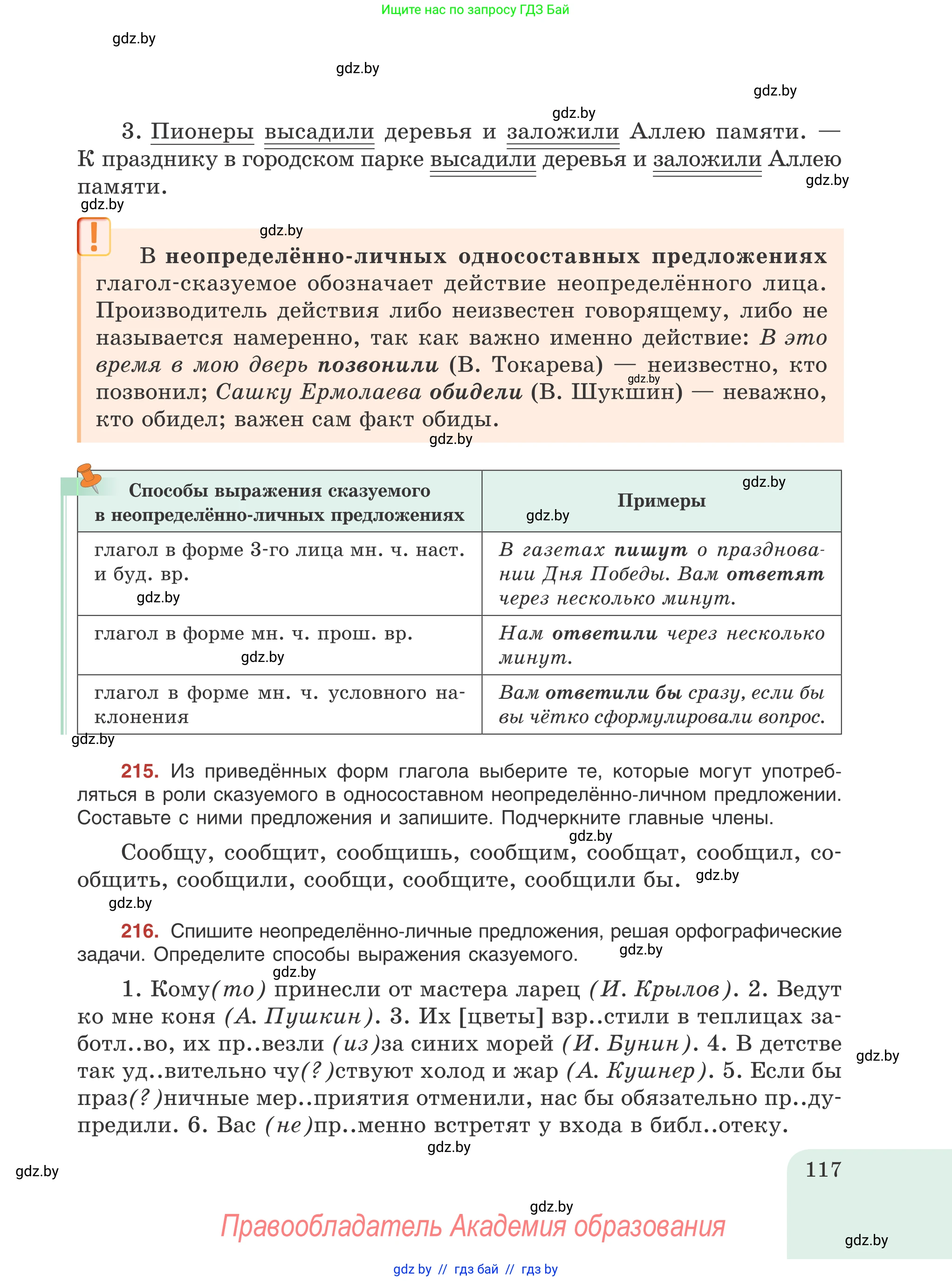 Русский язык, 8 класс Учебник, авторы: Мурина Лариса Александровна, Долбик Елена Евгеньевна, Леонович Валентина Леонидовна, Жадейко Жанна Фёдоровна, издательство Академия образования, Минск, 2024, страница 117