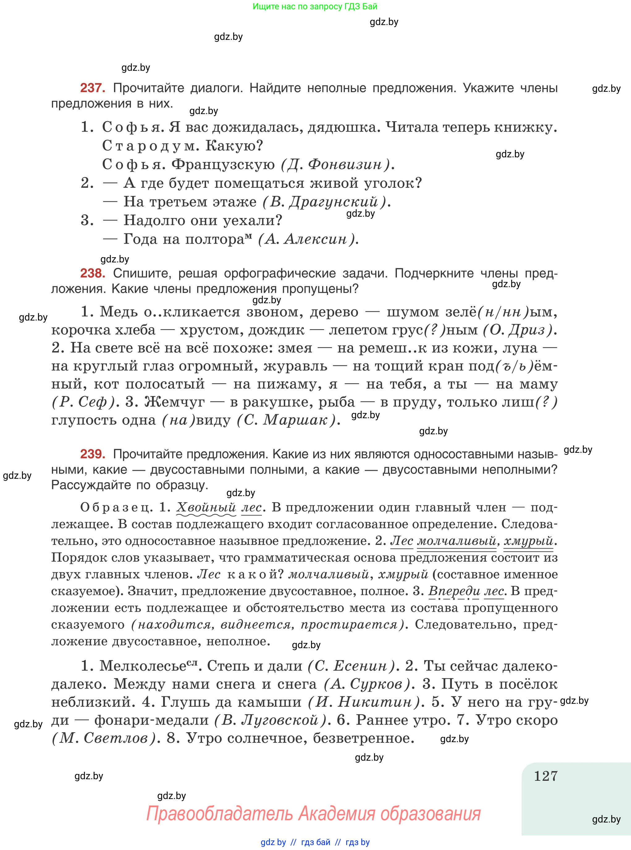 Русский язык, 8 класс Учебник, авторы: Мурина Лариса Александровна, Долбик Елена Евгеньевна, Леонович Валентина Леонидовна, Жадейко Жанна Фёдоровна, издательство Академия образования, Минск, 2024, страница 127