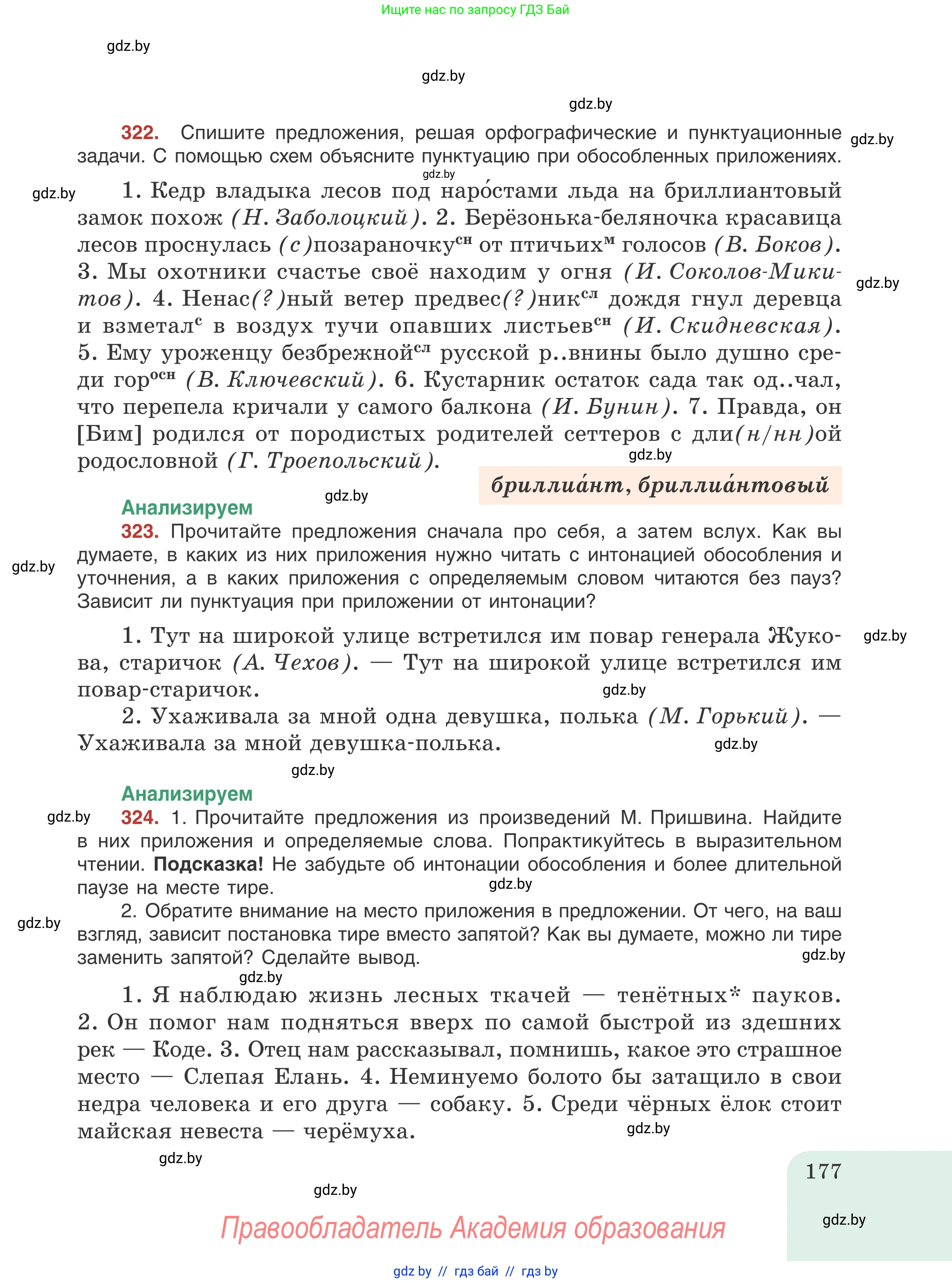 Русский язык, 8 класс Учебник, авторы: Мурина Лариса Александровна, Долбик Елена Евгеньевна, Леонович Валентина Леонидовна, Жадейко Жанна Фёдоровна, издательство Академия образования, Минск, 2024, страница 177