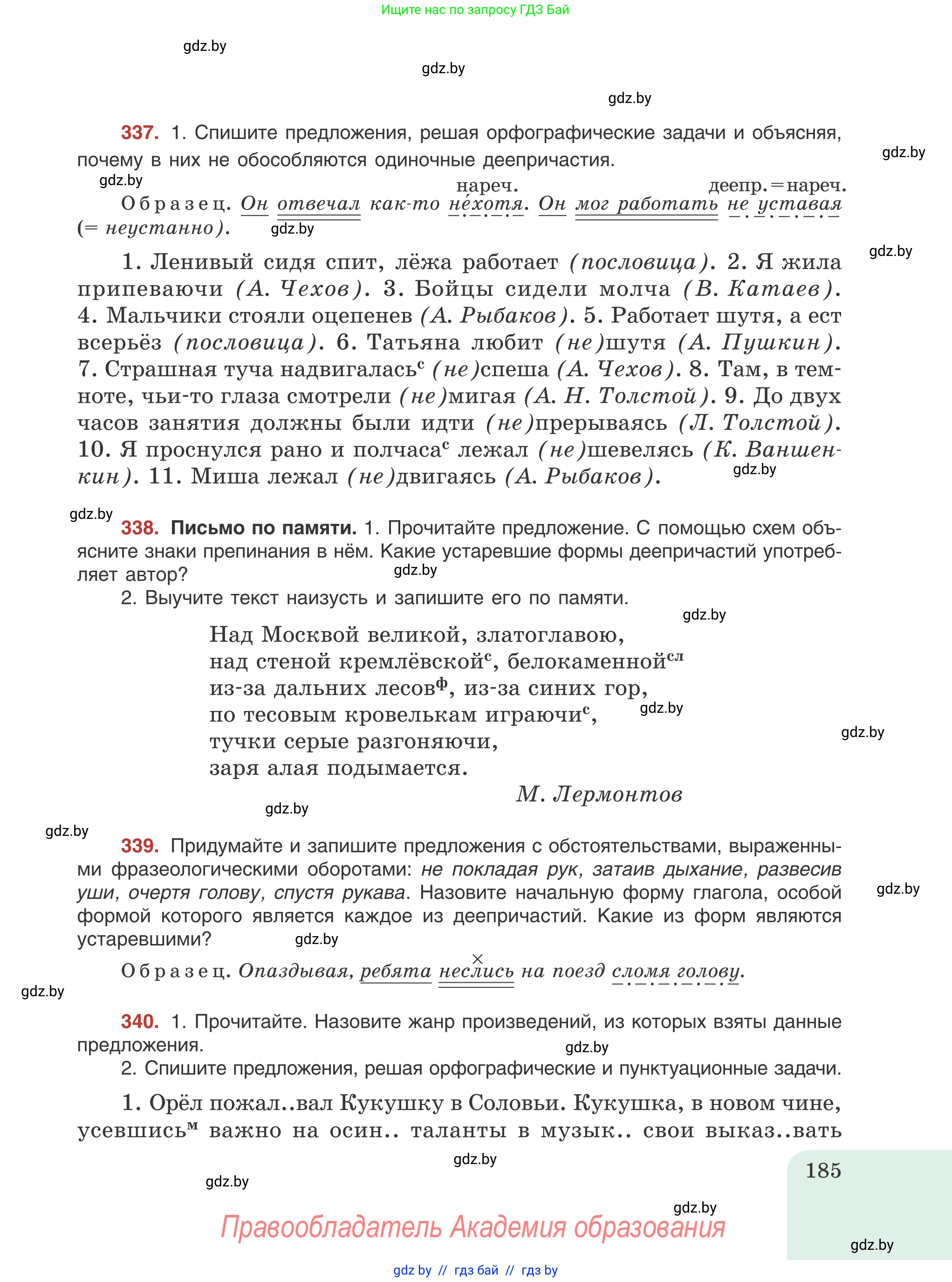 Русский язык, 8 класс Учебник, авторы: Мурина Лариса Александровна, Долбик Елена Евгеньевна, Леонович Валентина Леонидовна, Жадейко Жанна Фёдоровна, издательство Академия образования, Минск, 2024, страница 185