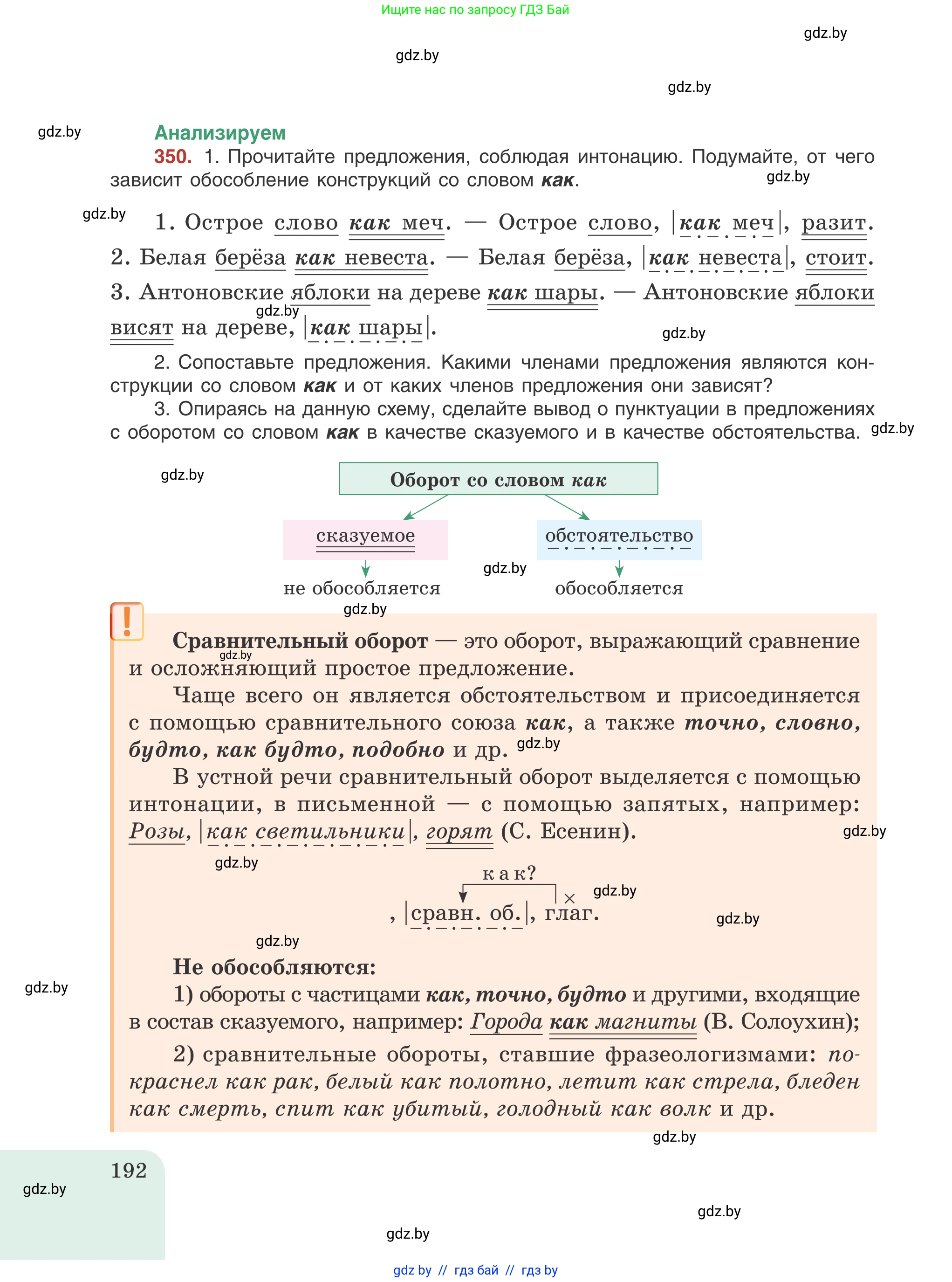 Русский язык, 8 класс Учебник, авторы: Мурина Лариса Александровна, Долбик Елена Евгеньевна, Леонович Валентина Леонидовна, Жадейко Жанна Фёдоровна, издательство Академия образования, Минск, 2024, страница 192