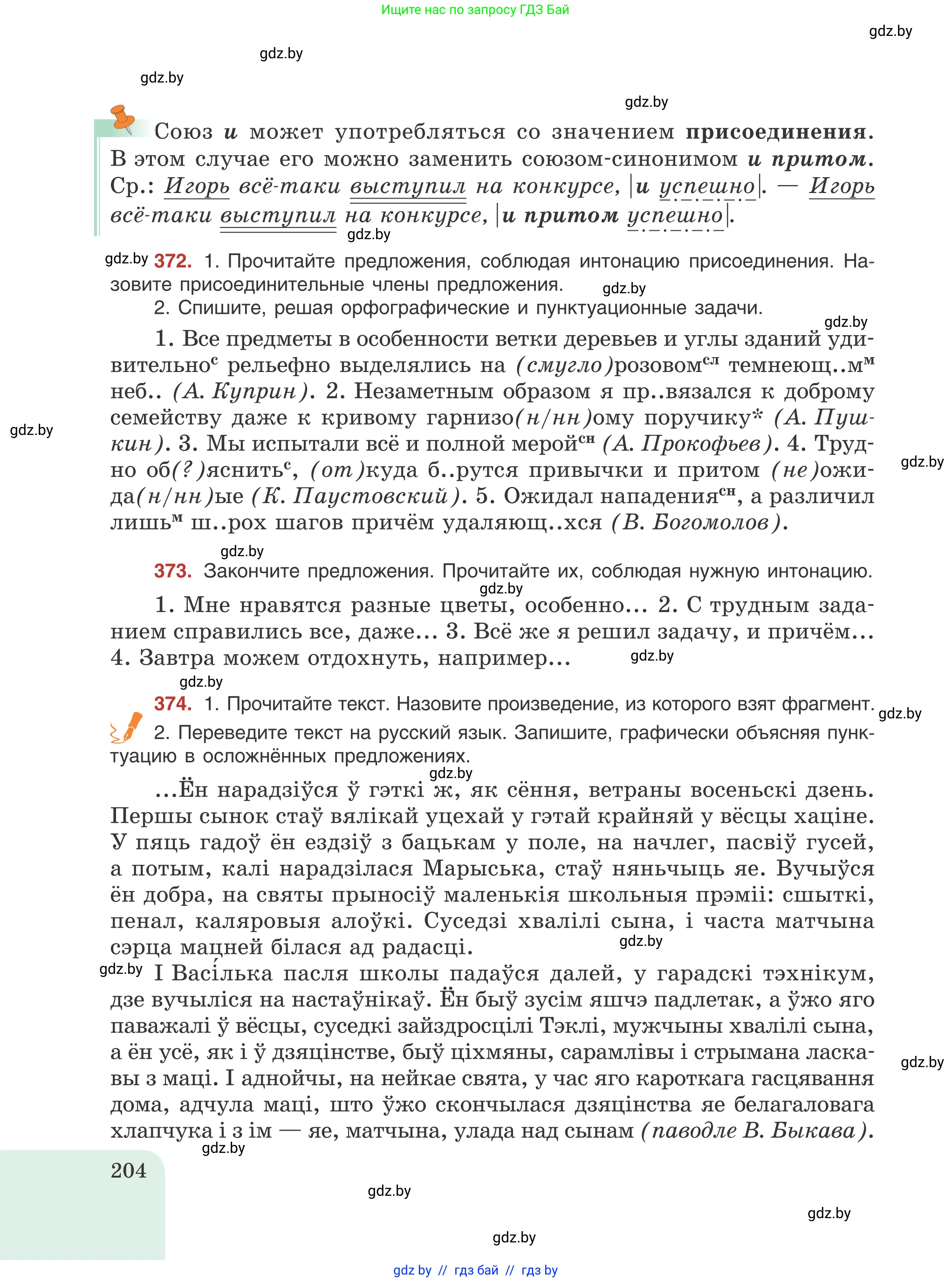 Русский язык, 8 класс Учебник, авторы: Мурина Лариса Александровна, Долбик Елена Евгеньевна, Леонович Валентина Леонидовна, Жадейко Жанна Фёдоровна, издательство Академия образования, Минск, 2024, страница 204