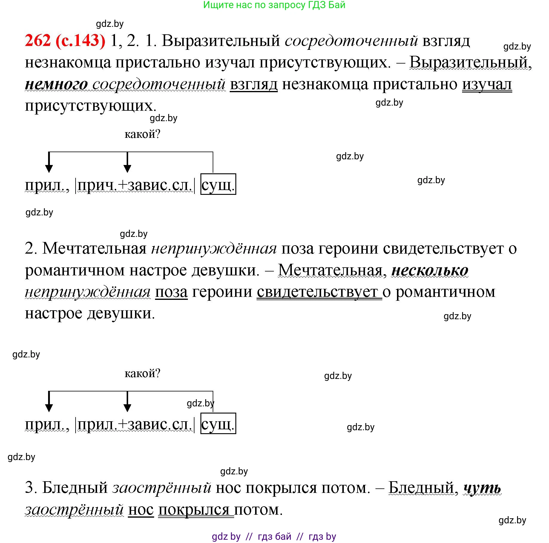 Русский язык, 8 класс Учебник, авторы: Мурина Лариса Александровна, Долбик Елена Евгеньевна, Леонович Валентина Леонидовна, Жадейко Жанна Фёдоровна, издательство Академия образования, Минск, 2024, страница 143, номер 262, Решение