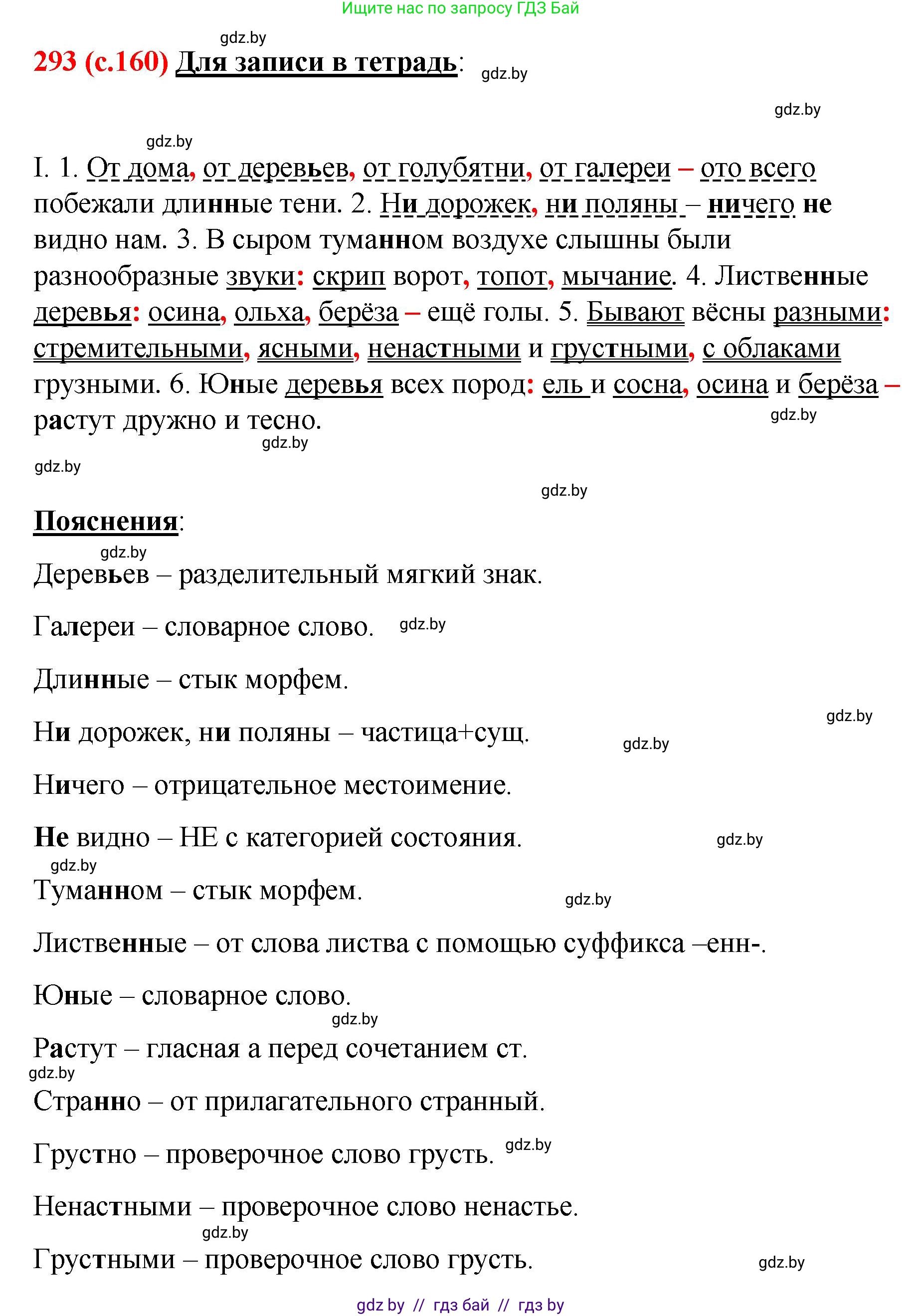 Русский язык, 8 класс Учебник, авторы: Мурина Лариса Александровна, Долбик Елена Евгеньевна, Леонович Валентина Леонидовна, Жадейко Жанна Фёдоровна, издательство Академия образования, Минск, 2024, страница 160, номер 293, Решение