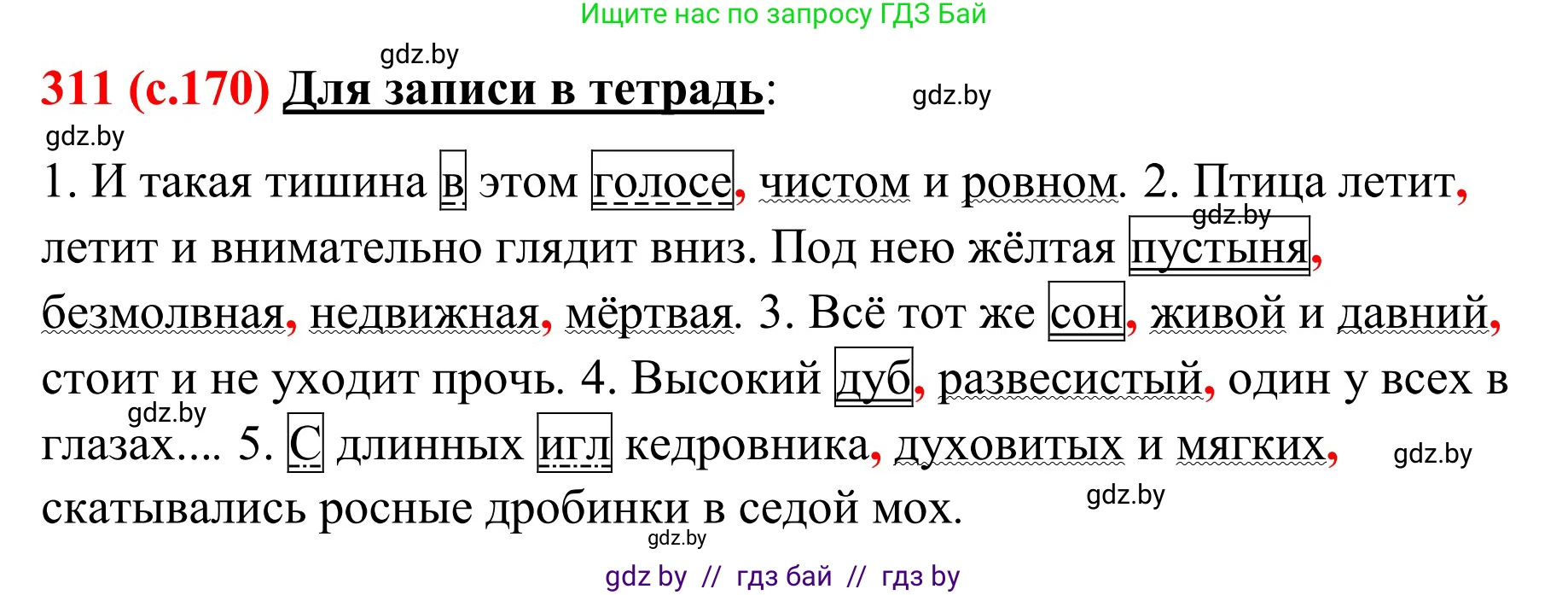 Русский язык, 8 класс Учебник, авторы: Мурина Лариса Александровна, Долбик Елена Евгеньевна, Леонович Валентина Леонидовна, Жадейко Жанна Фёдоровна, издательство Академия образования, Минск, 2024, страница 170, номер 311, Решение