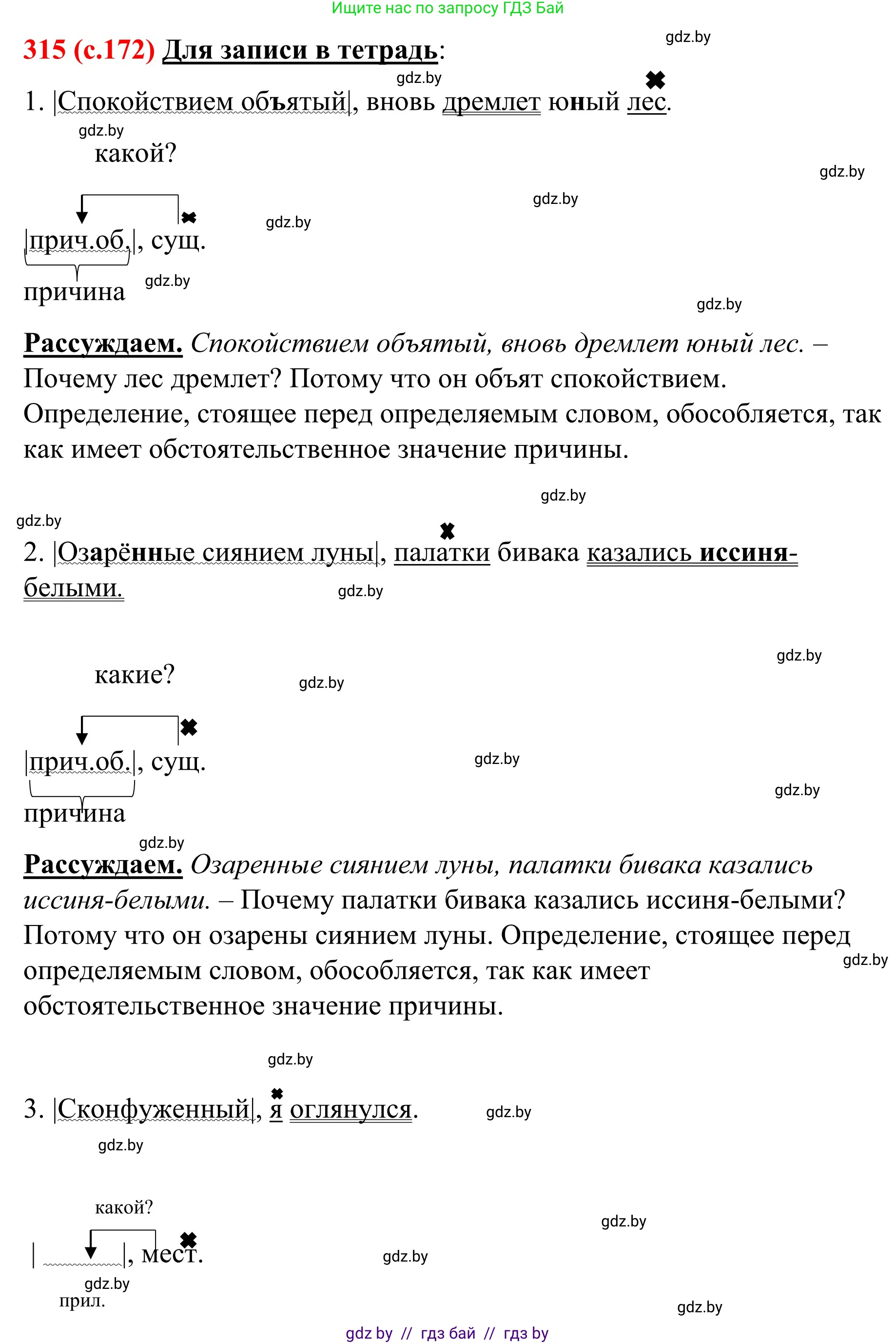 Русский язык, 8 класс Учебник, авторы: Мурина Лариса Александровна, Долбик Елена Евгеньевна, Леонович Валентина Леонидовна, Жадейко Жанна Фёдоровна, издательство Академия образования, Минск, 2024, страница 172, номер 315, Решение